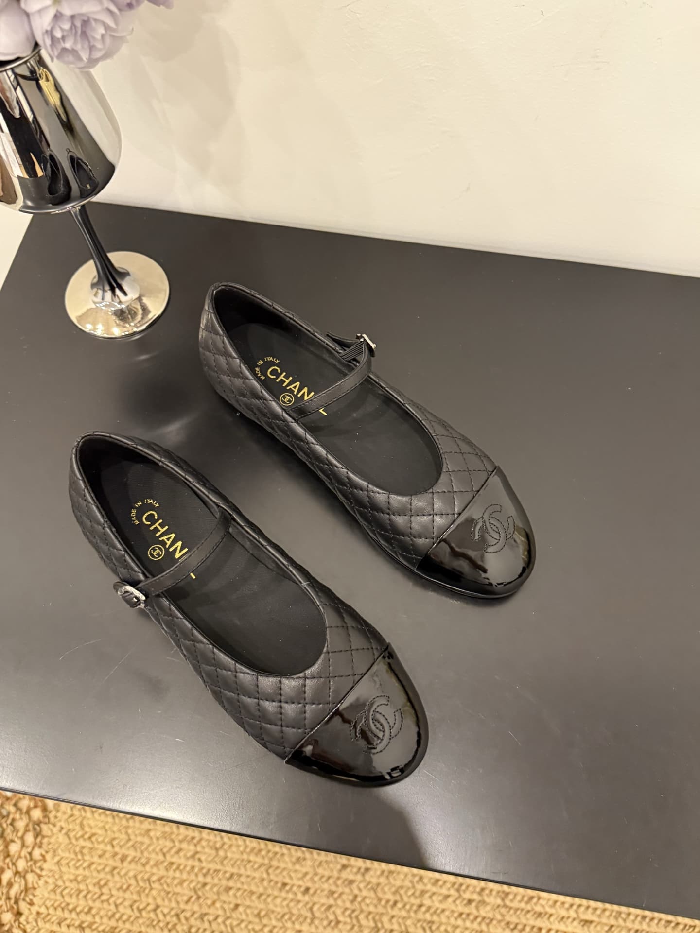 Chanel Lambskin Quilted Mary Jane Flats shoes Women
