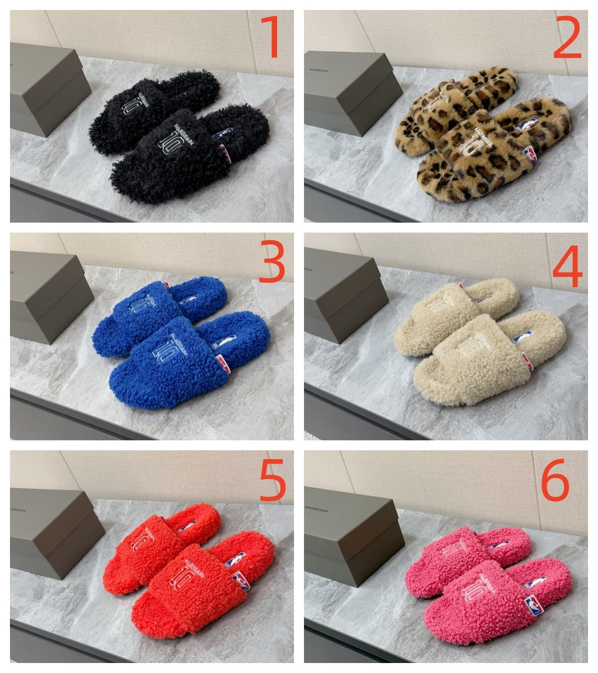 Balenciaga X NBA Collaboration Furry Open Mules Men Women
