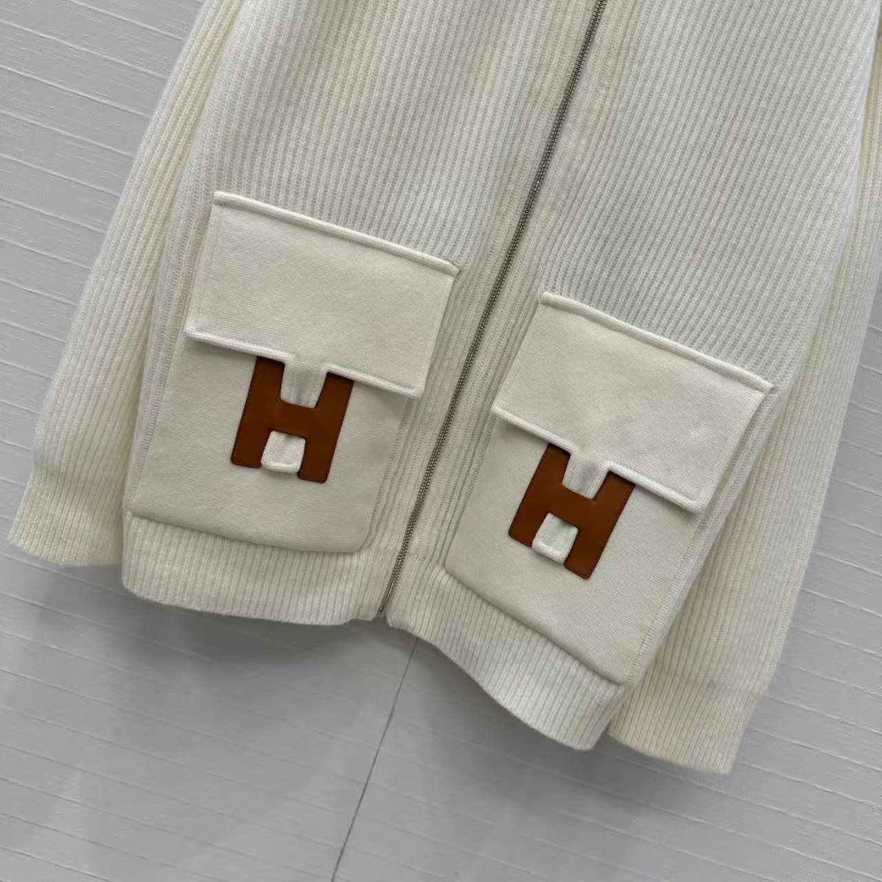 Hermes Women's H Pocket Zipped Long Jacket