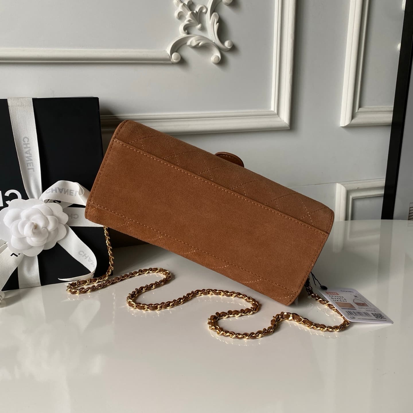 Chanel Clutch with Chain Suede & Gold-Tone Metal AP5294 Camel High