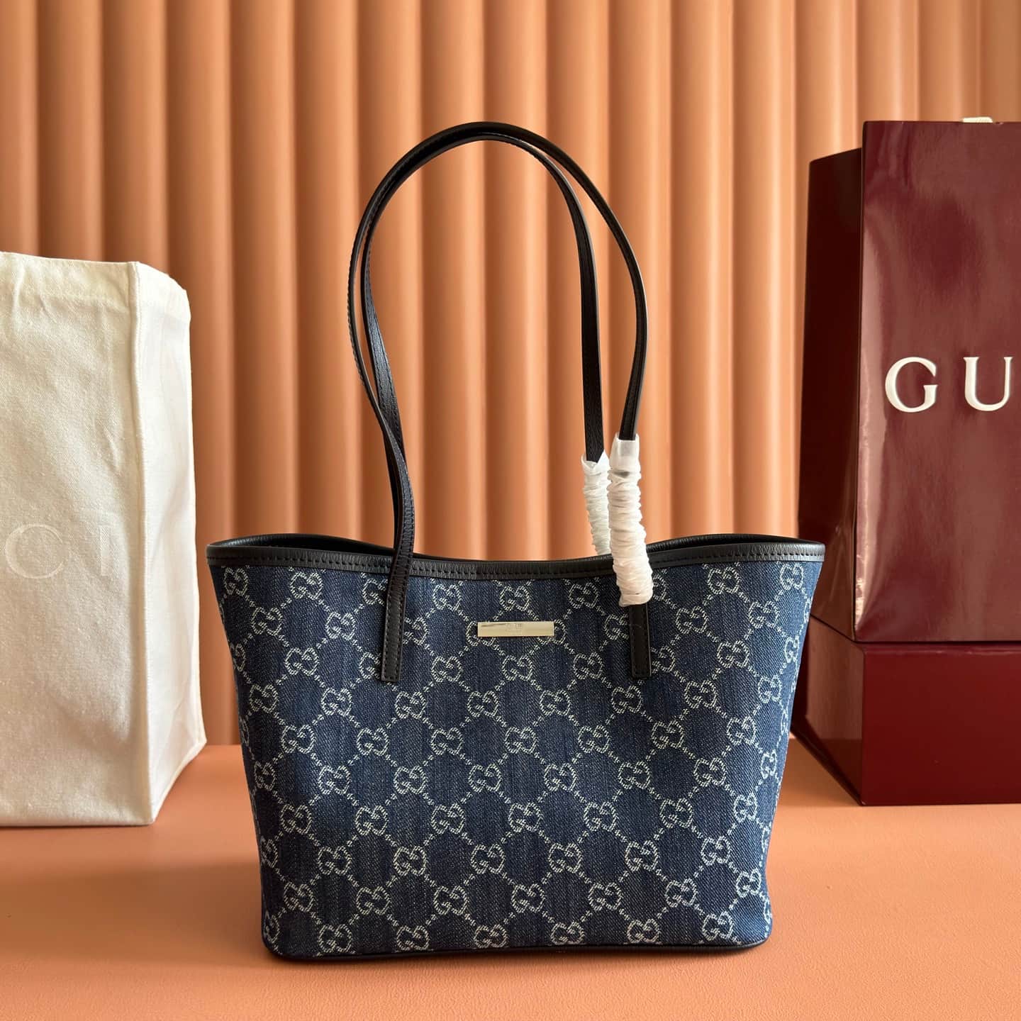 Gucci Tribeca small tote bag dark blue GG denim 875236 High