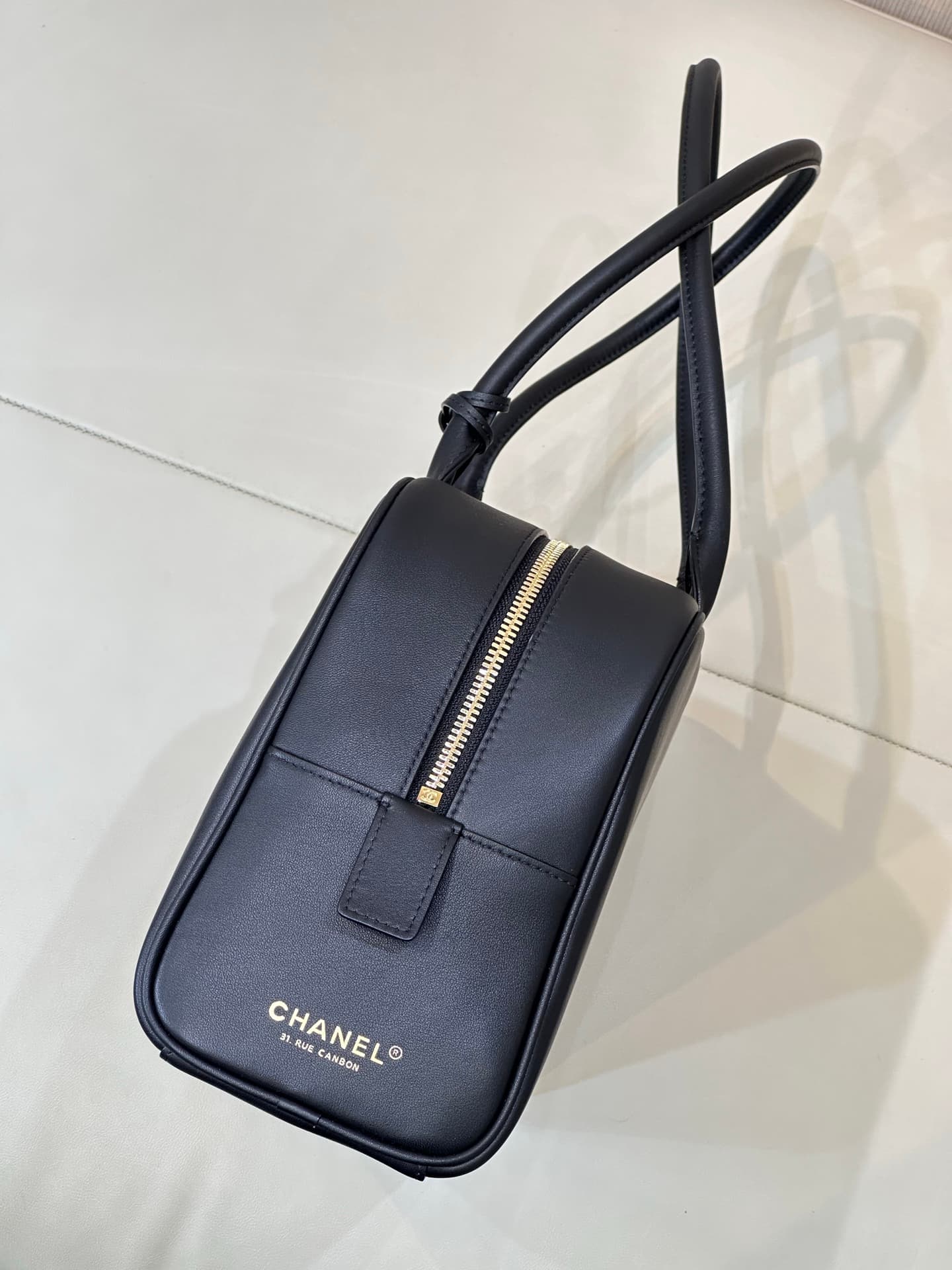 Chanel Maxi Bowling Bag Calfskin & Gold-Tone Metal Black AS6211 TOP