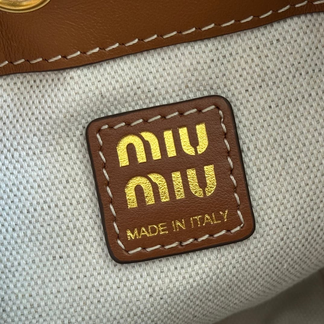 Miu Miu Calfskin Leather backpack Brown 5BZ045 High