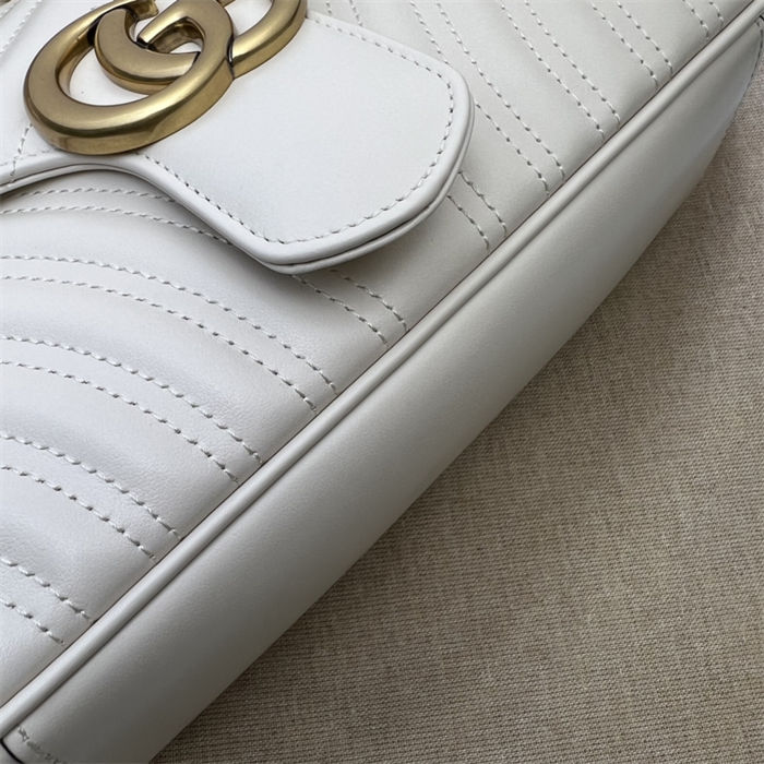GG Marmont small matelassé shoulder bag 443497 white High