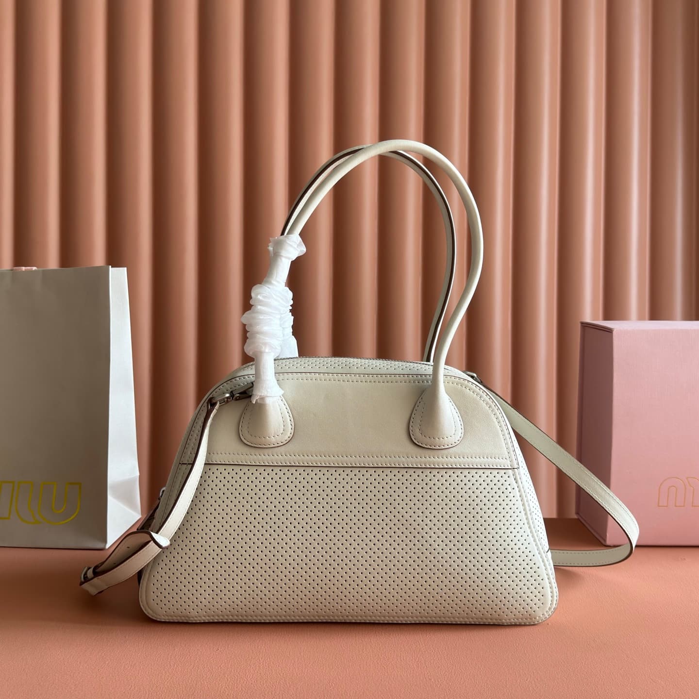 Miu Miu Vivant leather bag Chalk White 5BB199 TOP