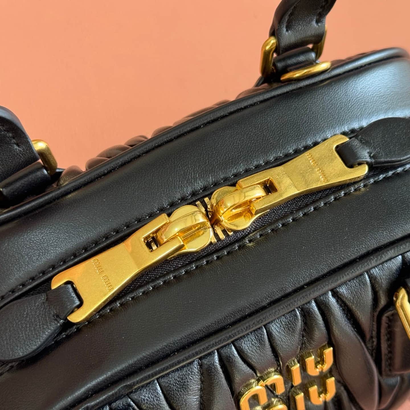Miu Miu Arcadie Matelassé nappa leather bag Black 5BB191 TOP