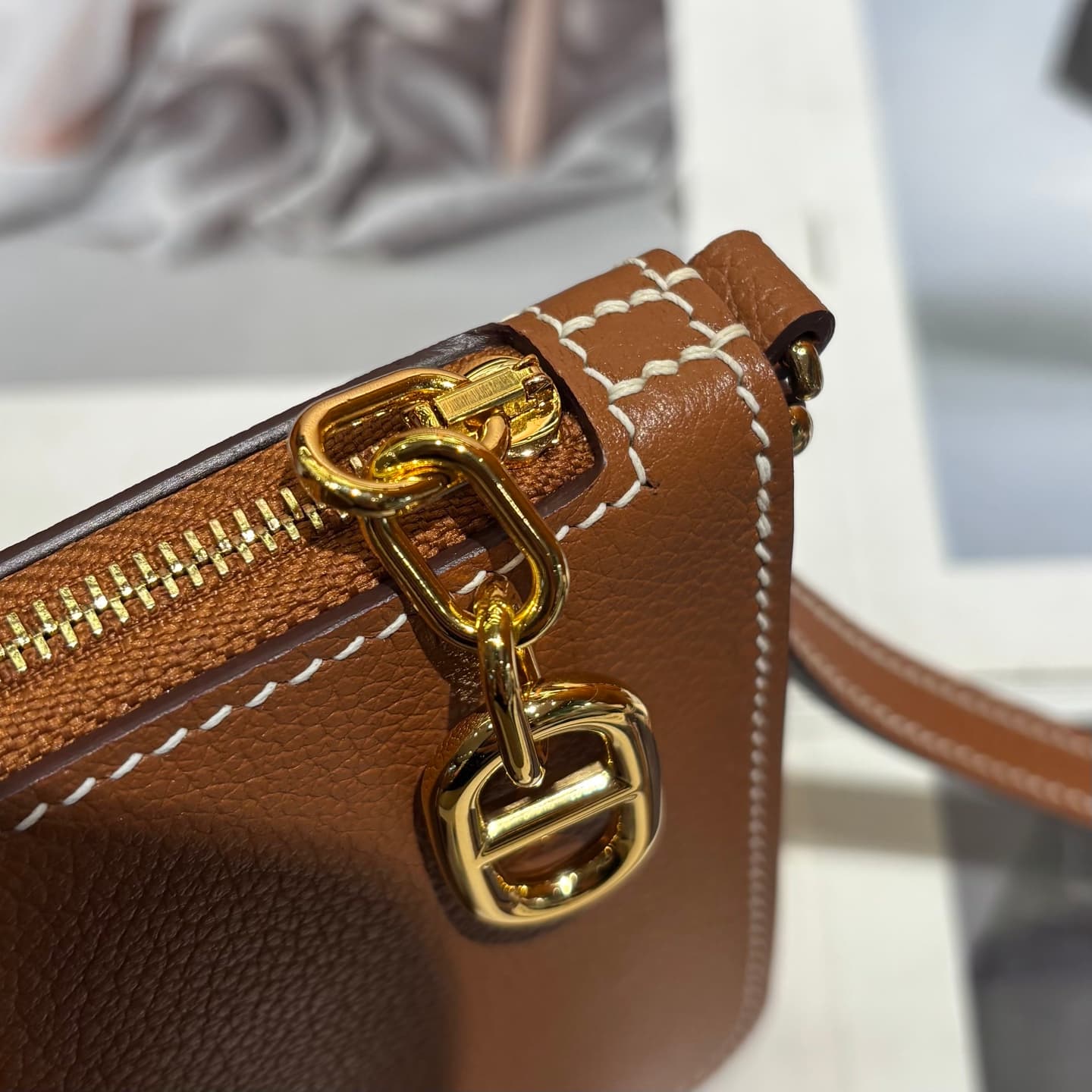 Hermes Zipengo Chaine d'Ancre To Go pouch Evergrain calfskin Gold WAX High