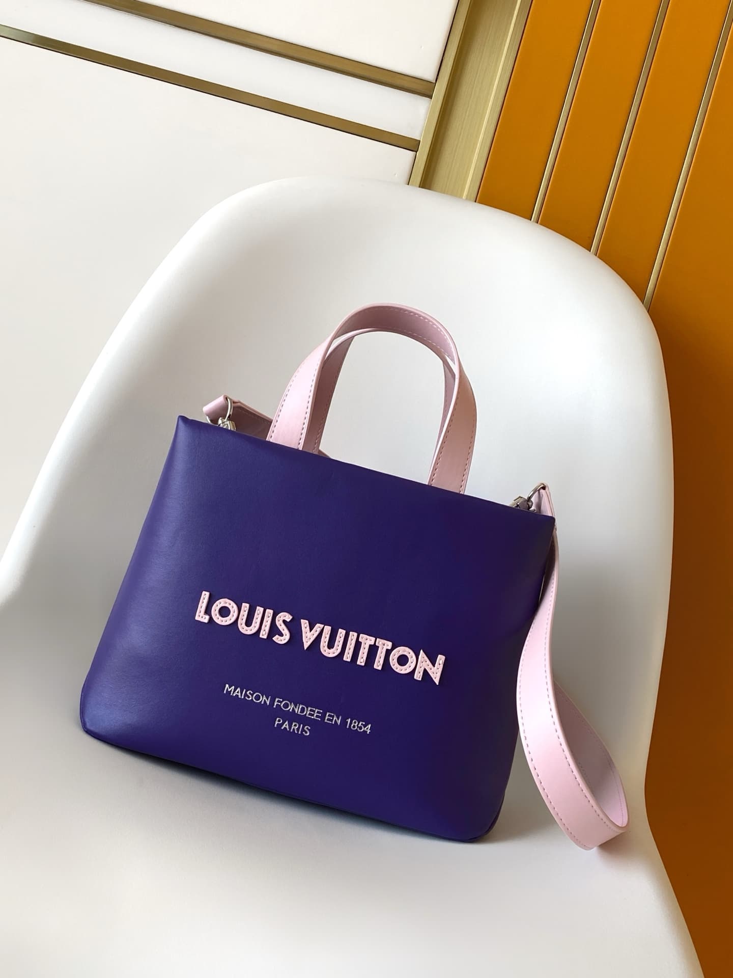 Louis Vuitton Mini Shopper Tote Purple Cowhide leather M13936 High