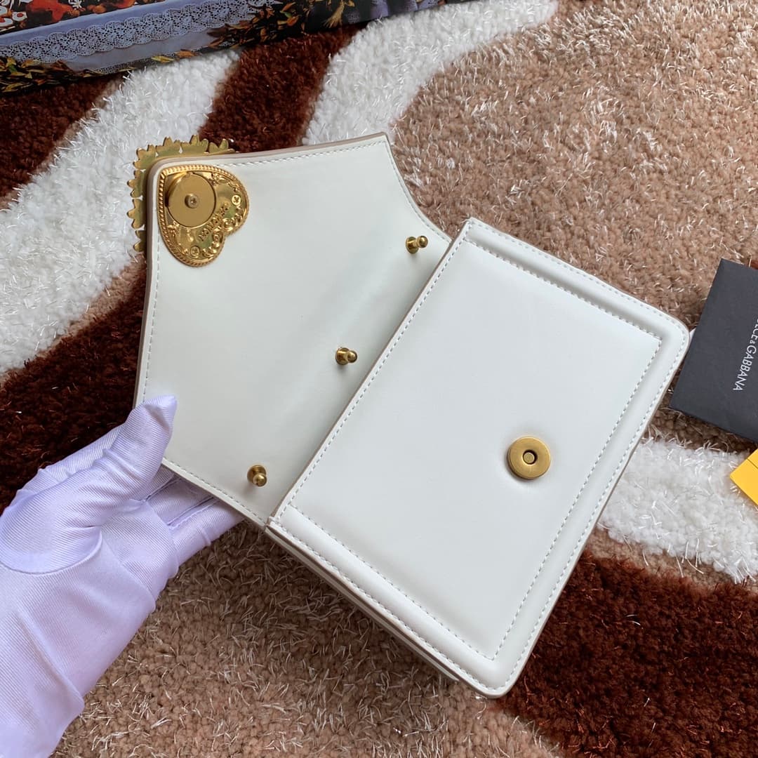 Dolce & Gabbana Small Devotion bag in smooth calfskin in White High