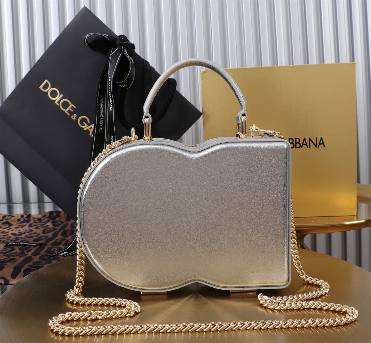 Dolce & Gabbana Silver leather DG Logo handbag high