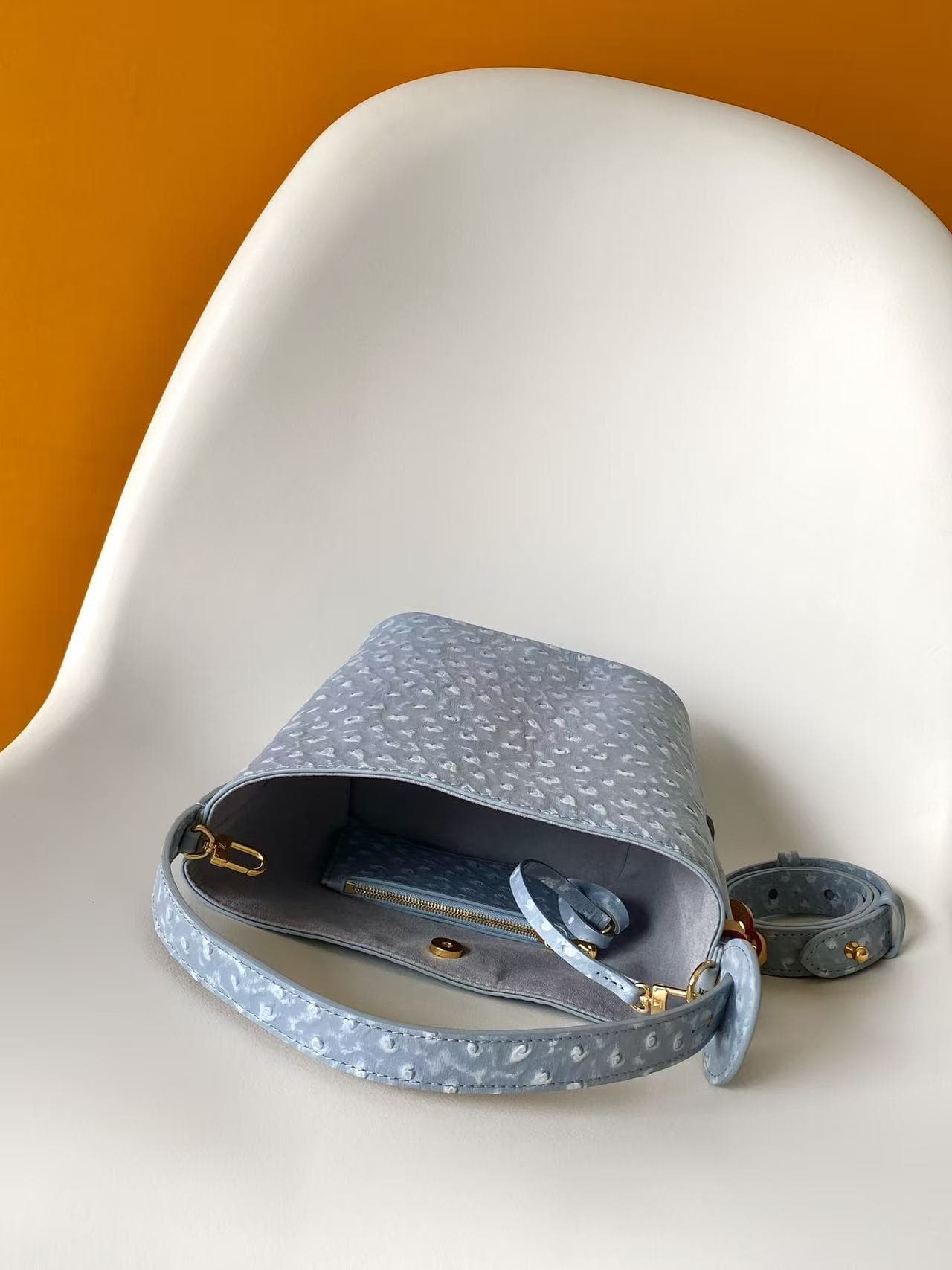 Louis Vuitton All In BB Light Blue Ostrich-embossed Leather M13480 High