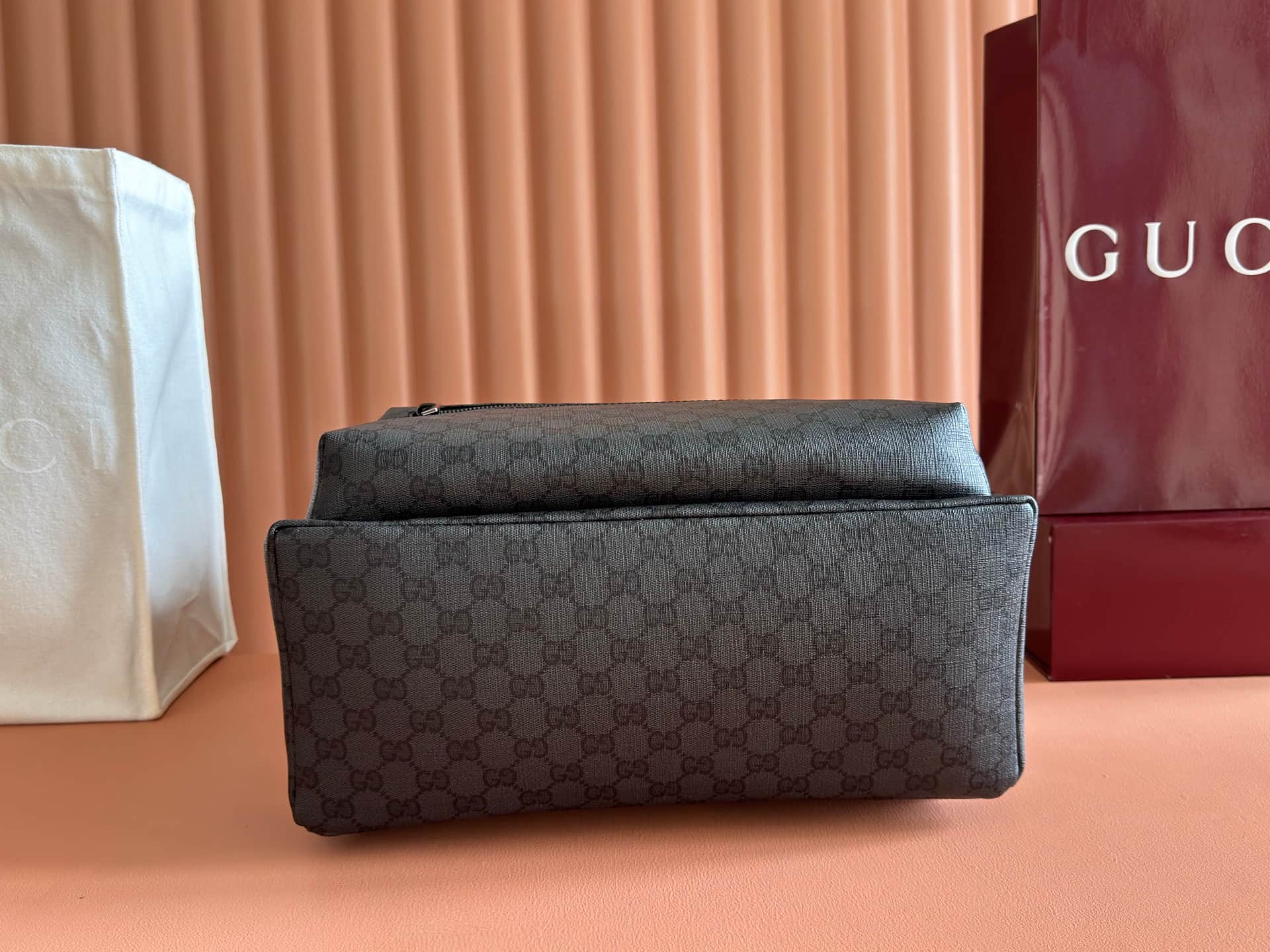 Gucci Essence Classic medium backpack Black GG coated canvas A0020S High