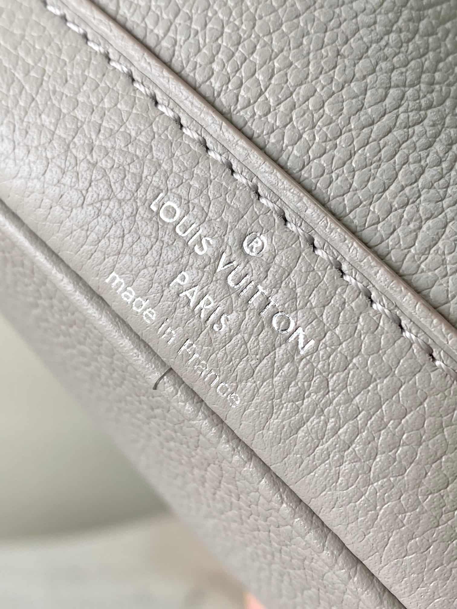 Louis Vuitton Nano Noé Embossed grained cowhide leather M14224 Brume Gray / White Quartz TOP