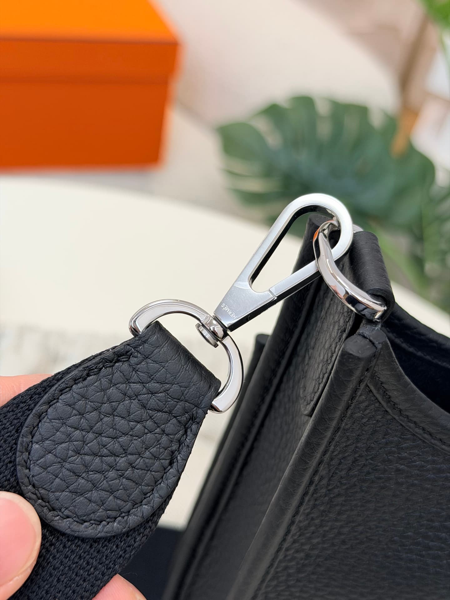 Hermes Evelyne Mini 23 Bag Calfskin In Black WAX High