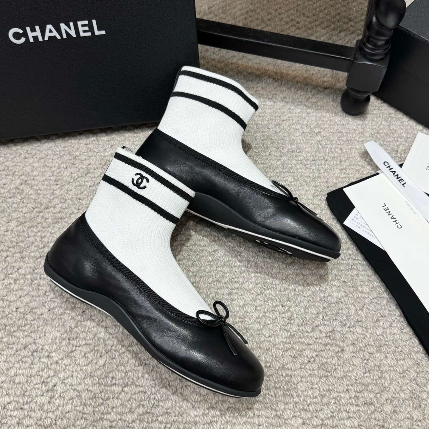 Chanel Knit Trainers Ballerina Flat Shoes Women