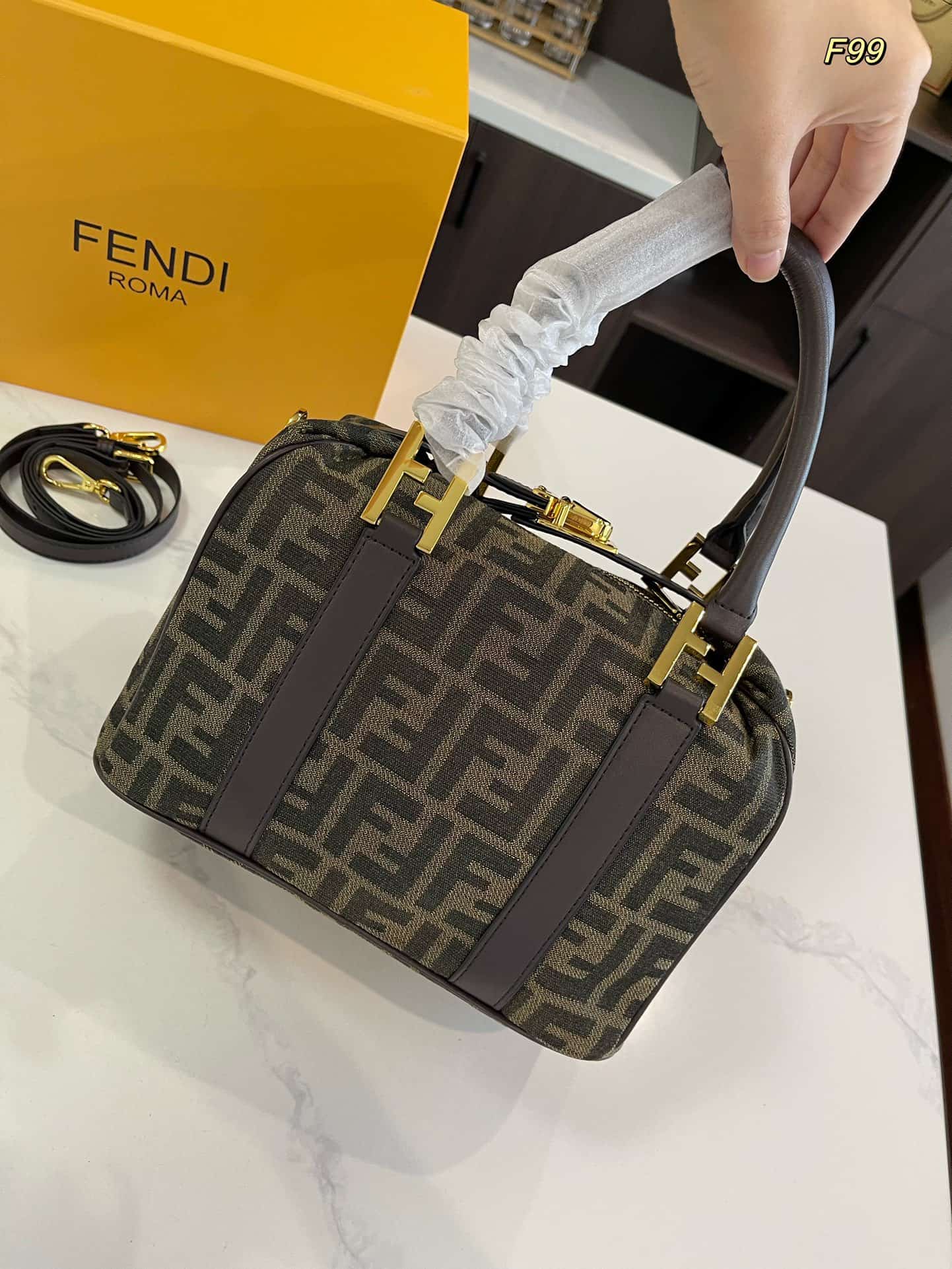 Fendi Zucca Boston 2 way Bag