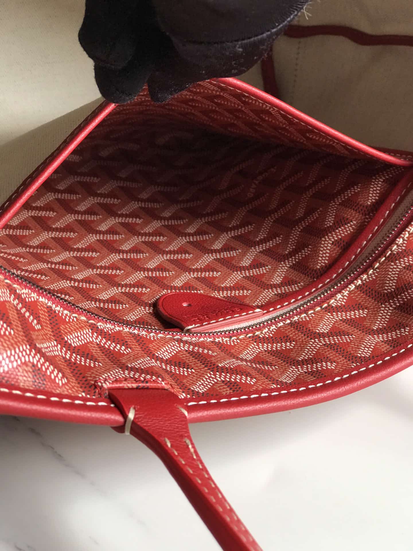 ARTOIS PM BAG Goyardine Canvas & Chevroches Calfskin Red High
