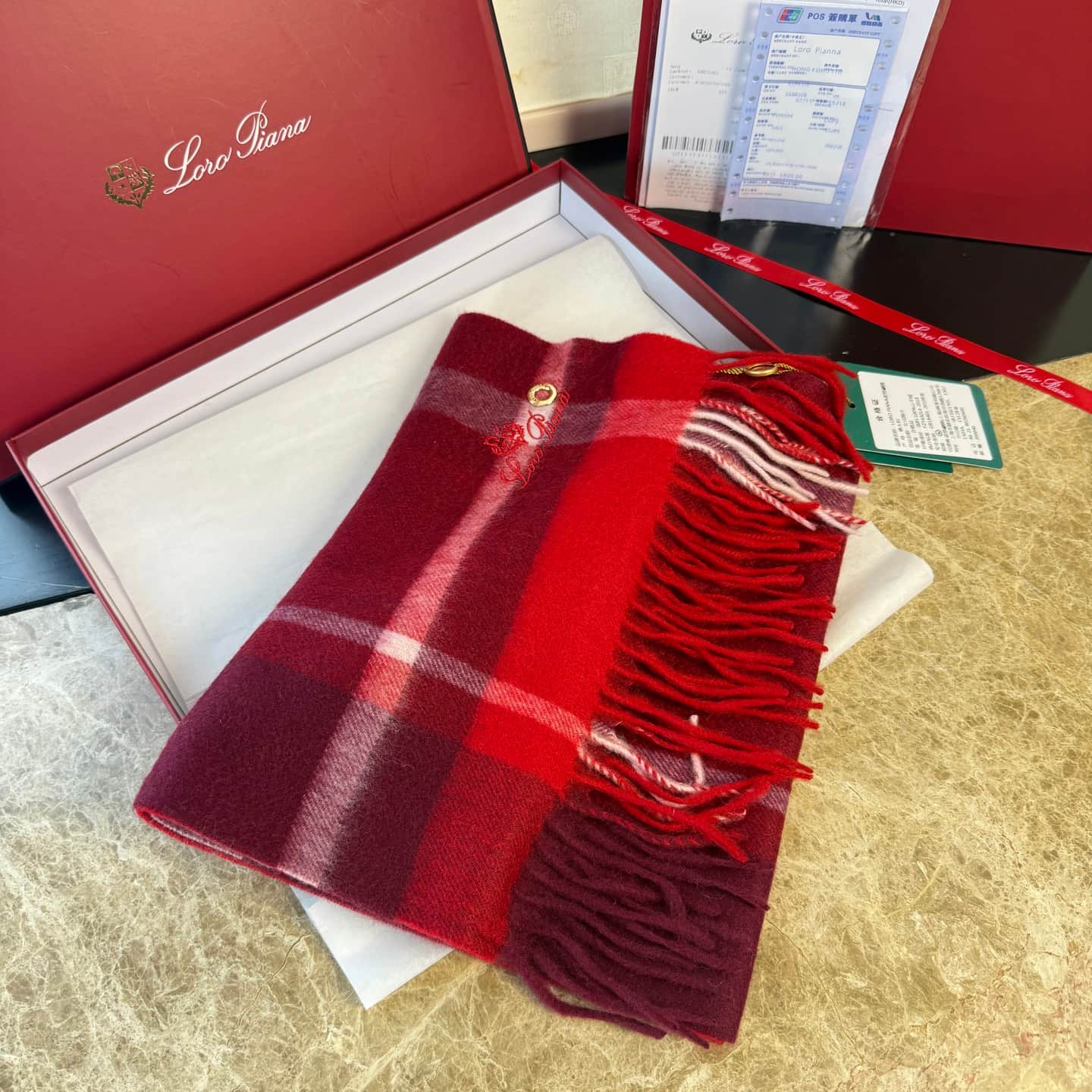 Loro Piana cashmere plaid scarf