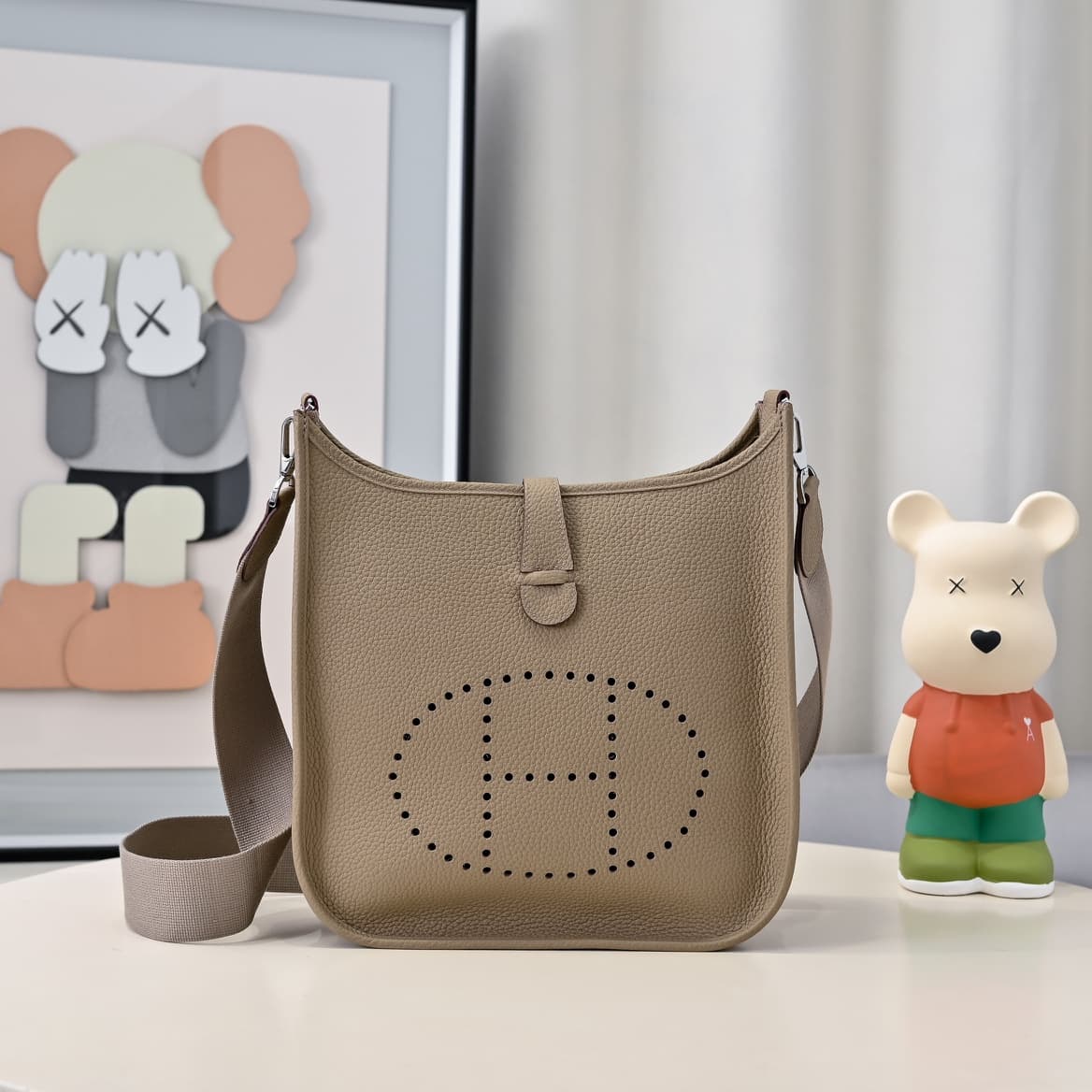 Hermes Evelyne III PM Bag Clemence Leather In Grey High