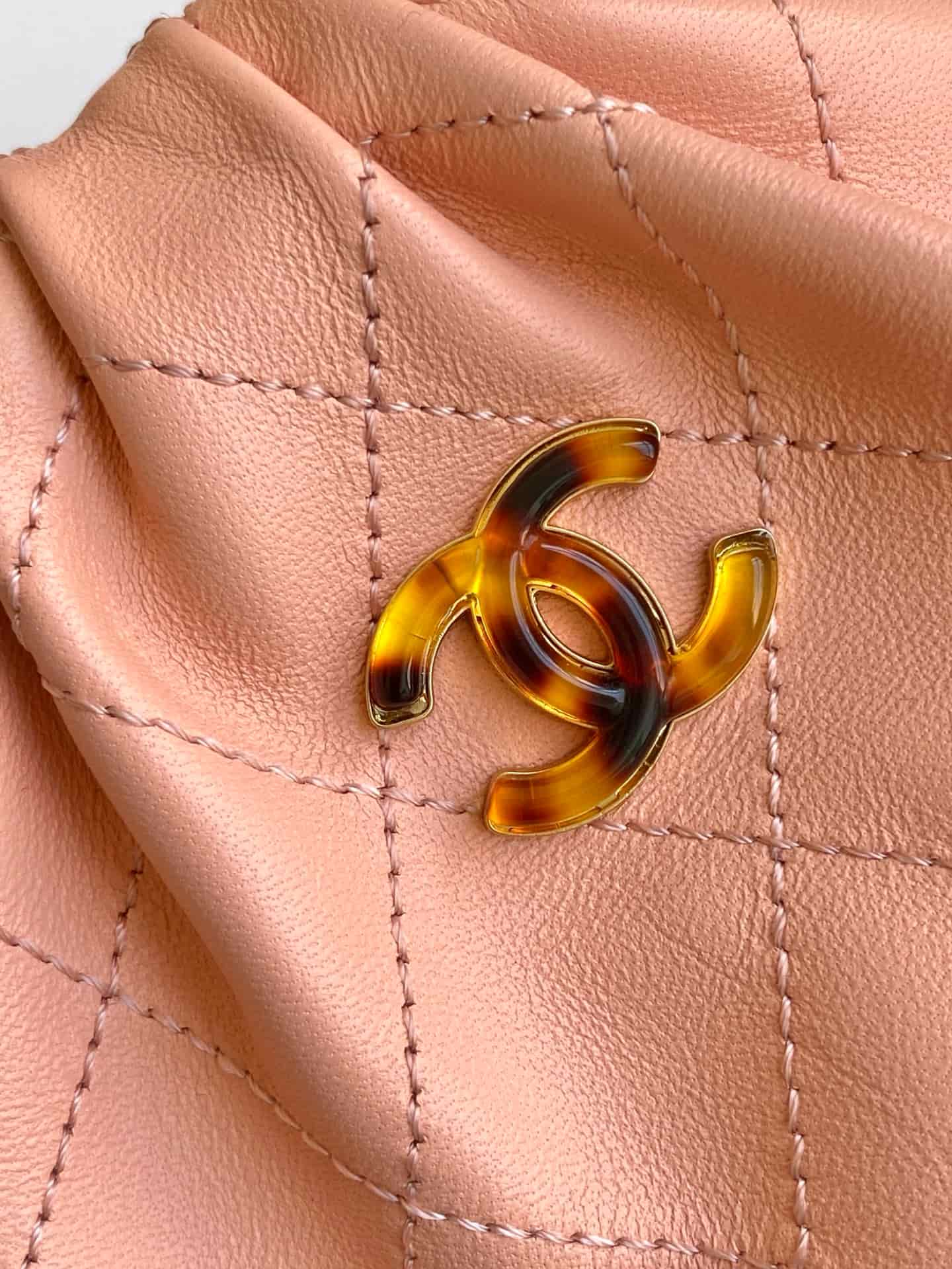 Chanel Mini Hobo Bag Lambskin-Shell Effect Plexi & Gold-Tone Metal Pink AS4981 High