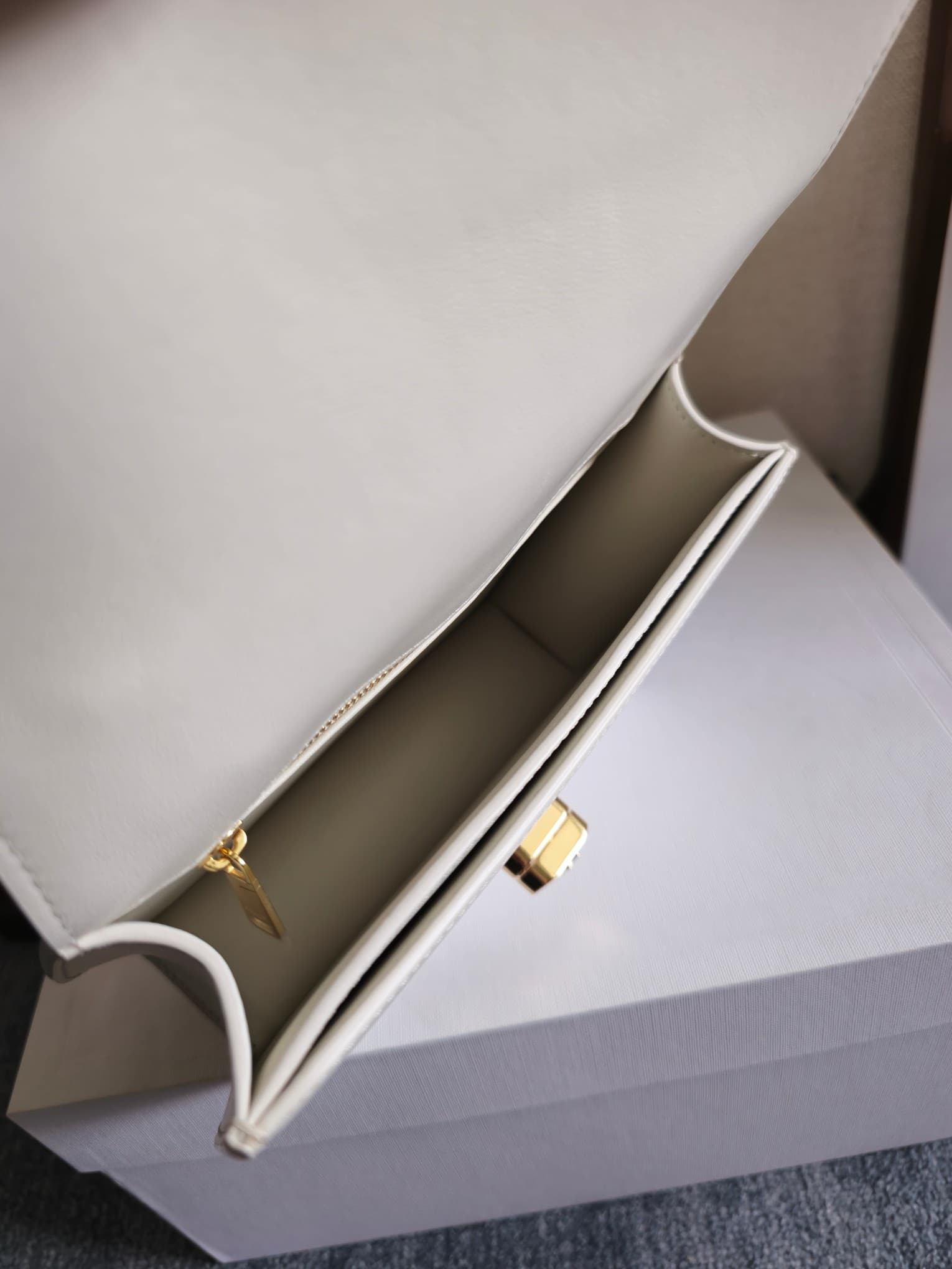 Celine Josephine Teen Bag in White Patent Calfskin High