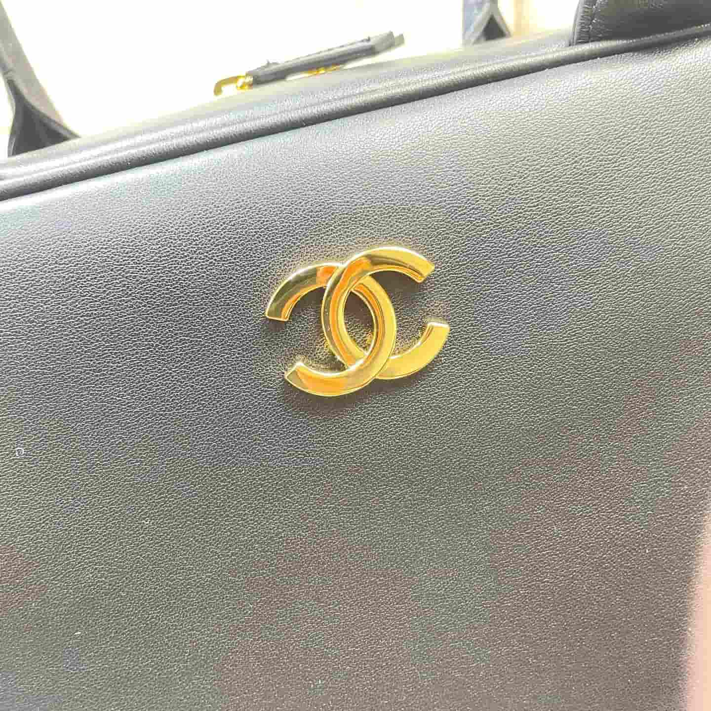 Chanel Maxi Bowling Bag Calfskin & Gold-Tone Metal Black AS6211 A