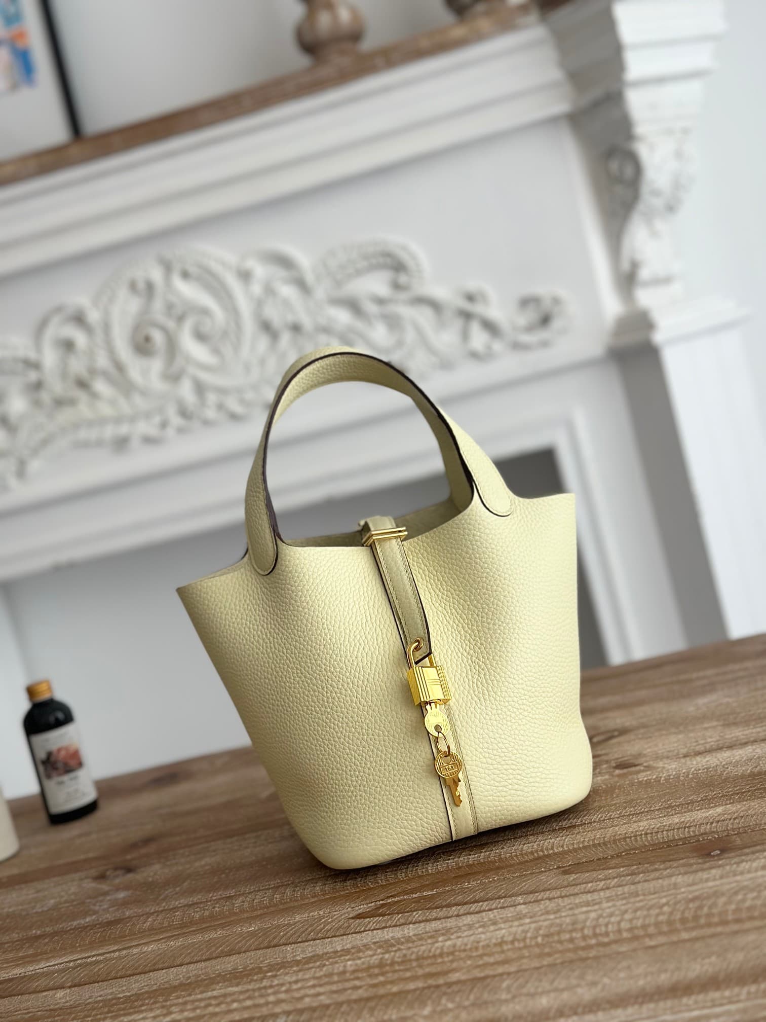 Hermès Picotin Lock 18 Bucket Bag TC Leather Silver/Gold Metal Jaune Poussin Wax High