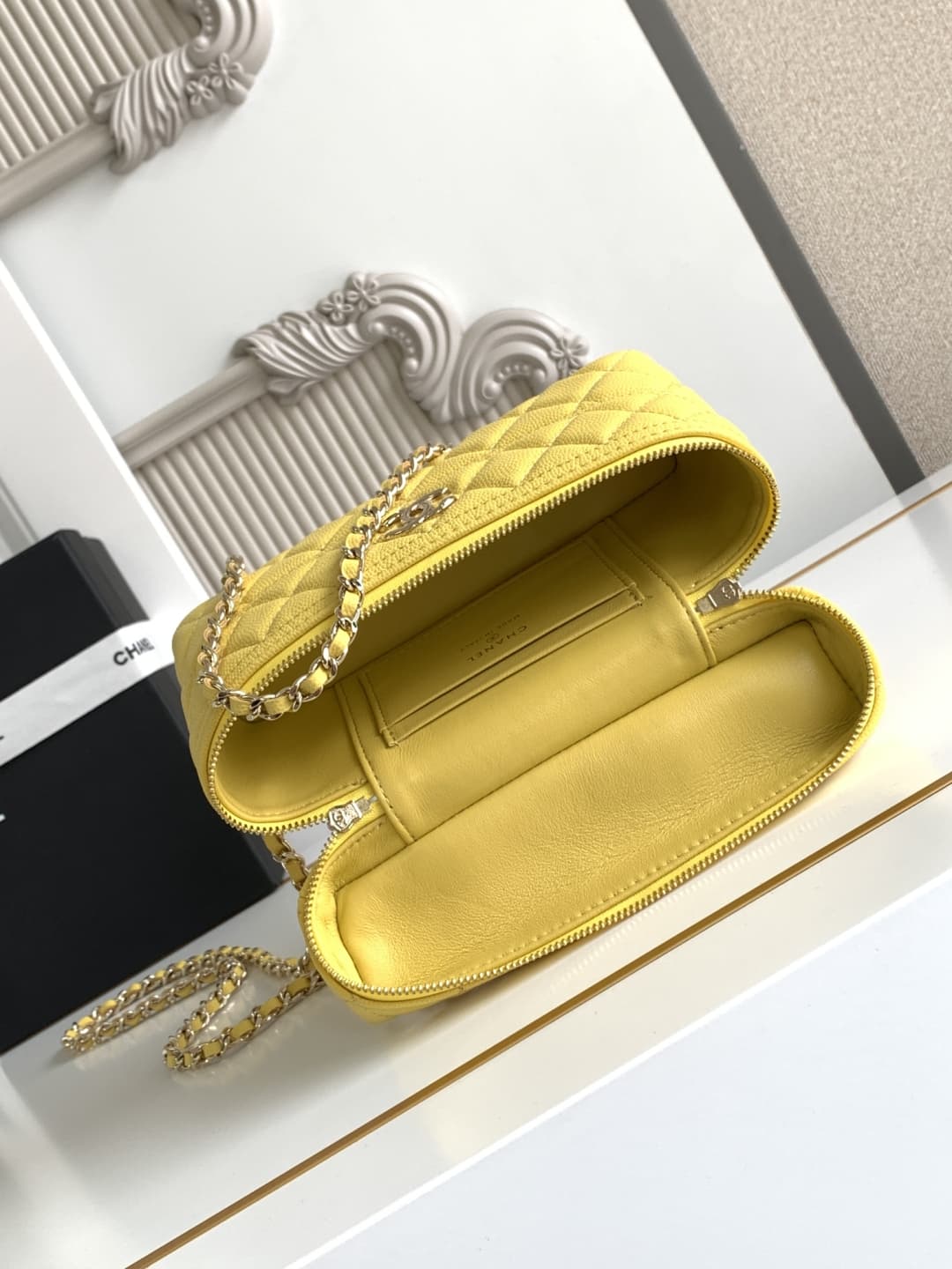 Chanel VANITY WITH CHAIN AP4407 Grained Calfskin & Gold-Tone Metal Yellow High