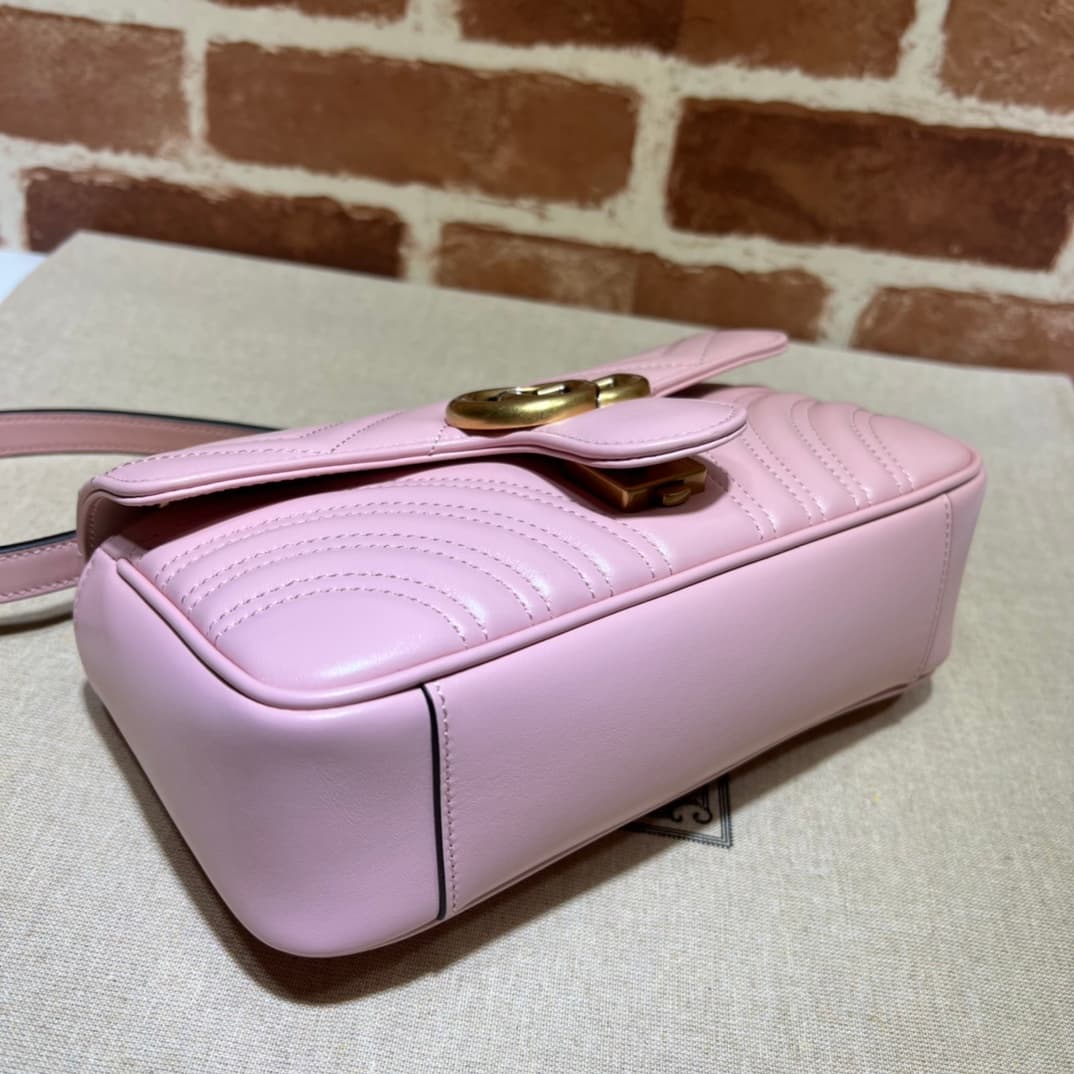 GG Marmont mini New matelassé shoulder bag 446744 Pink High