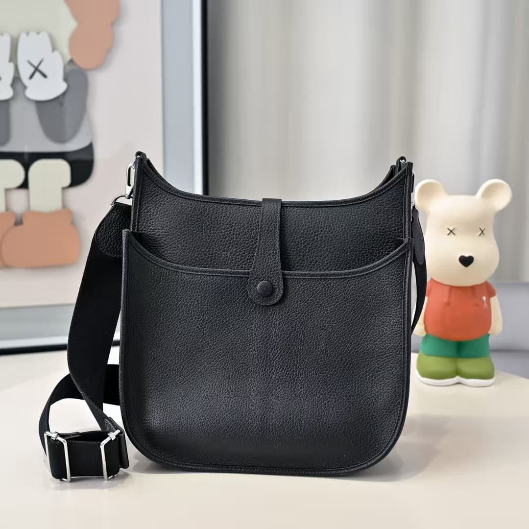 Hermes Evelyne III PM Bag Clemence Leather In Black High