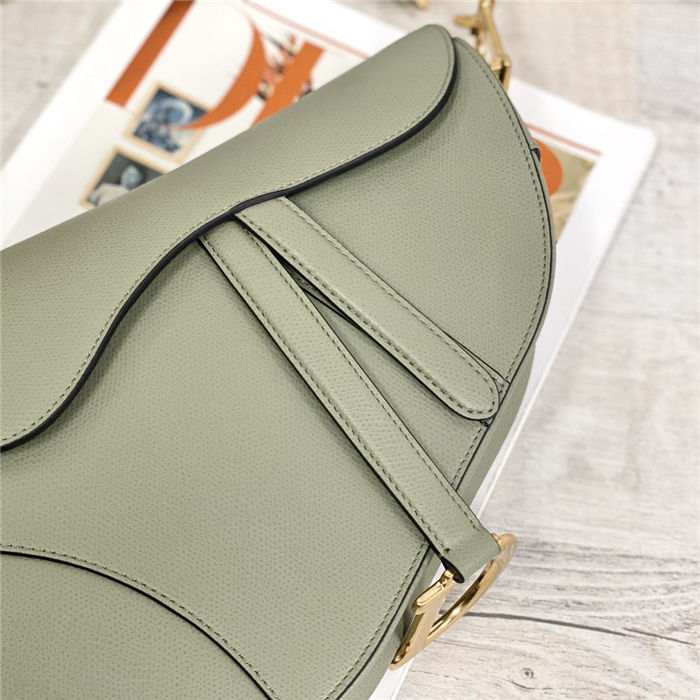 SADDLE BAG Grained Calfskin Green High