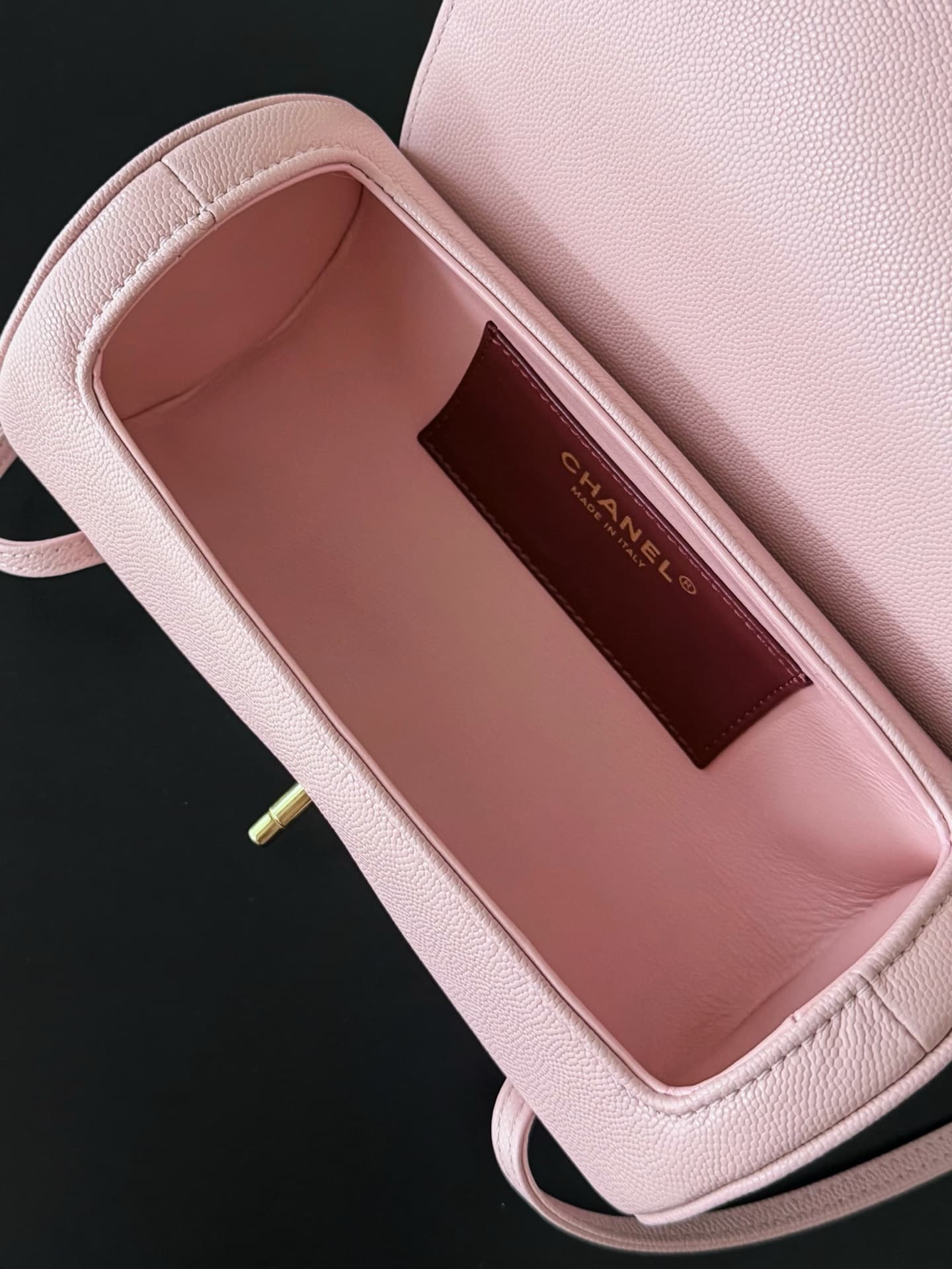 Chanel Small Bowling Bag Grained Shiny Calfskin & Gold-Tone Metal AS6143 Pink High