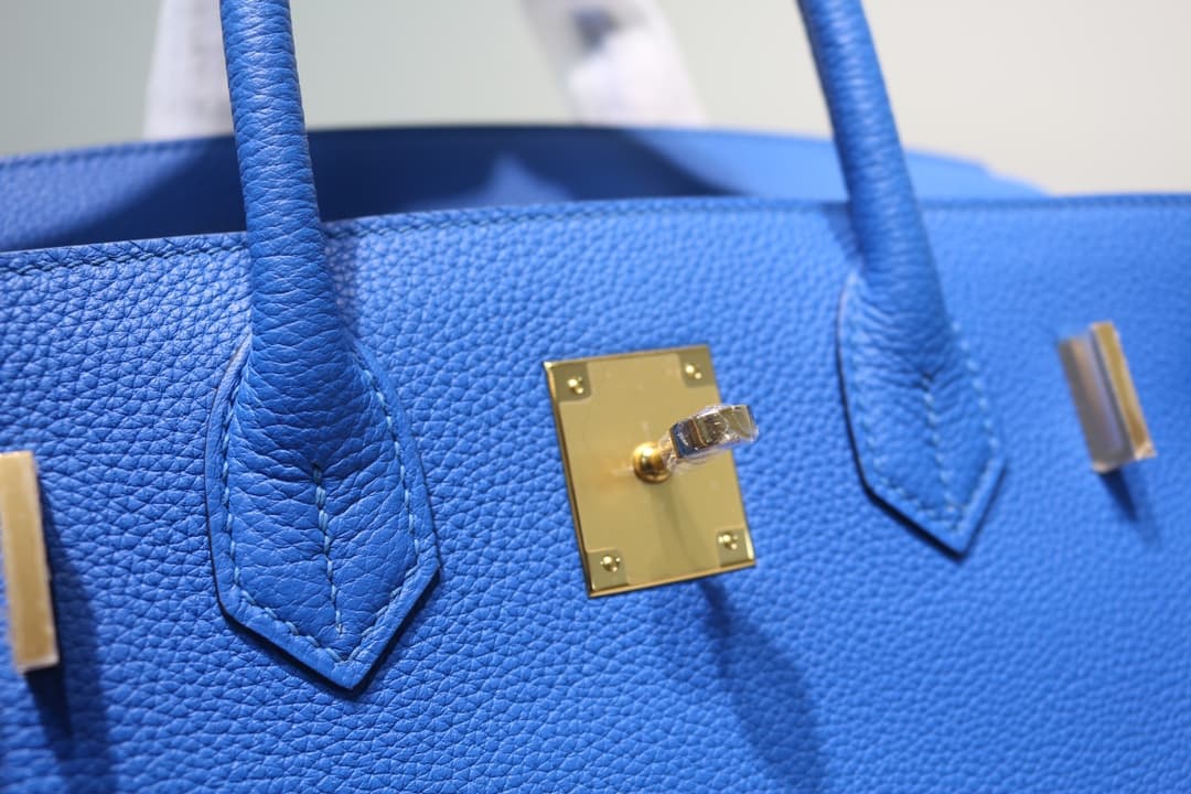 Hermes Birkin 25/30/35cm Bag Togo Leather In Blue Hydra WAX High