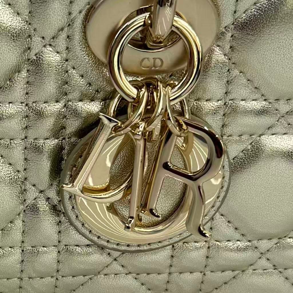 LADY D-JOY BAG SMALL Cannage Lambskin Gold High