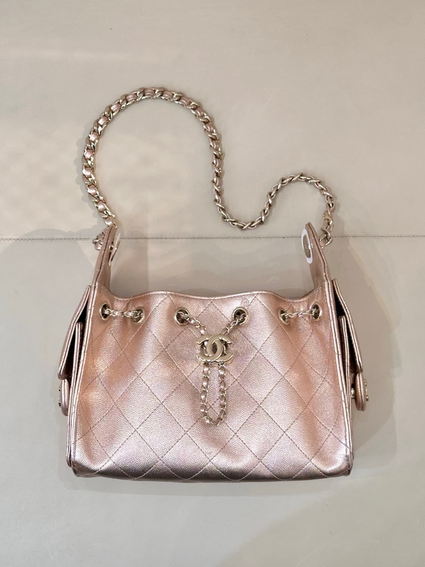 CHANEL 25 Mini Handbag AS5631 Grained Calfskin & Gold-tone Metal Rose Gold TOP
