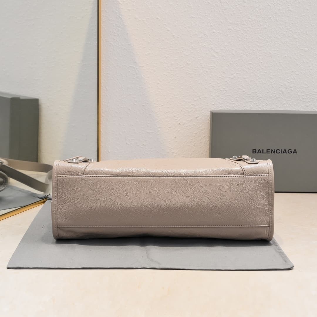WOMEN'S LE CITY Medium Bag Silver Metal Almond High