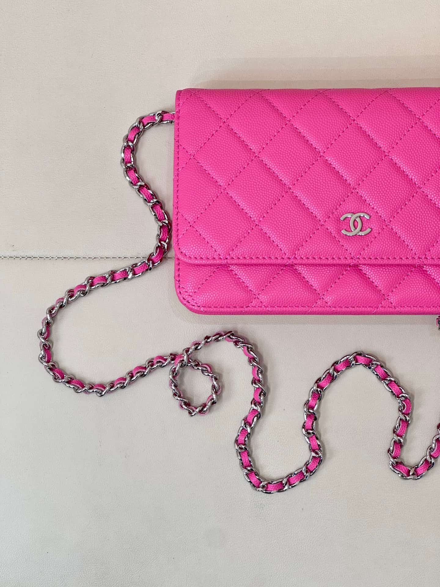 Chanel Wallet on Chain Grained Calfskin& Sliver-tone Metal AP0250 Plum Red TOP