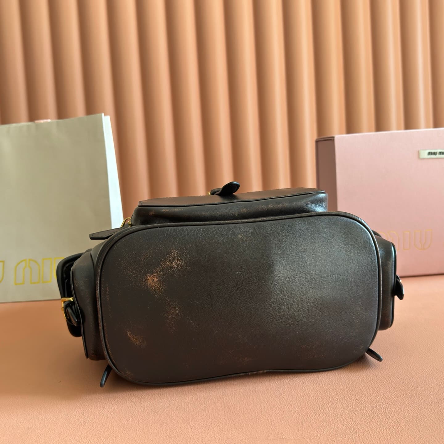 Miu Miu Leather backpack Coffee Calfskin 5BZ042  High