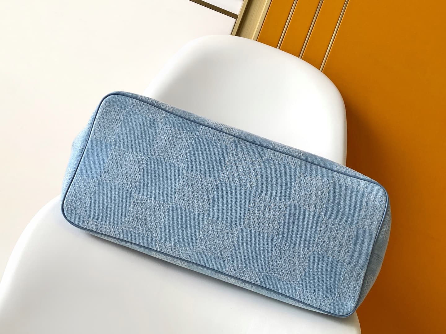 Louis Vuitton Nevereverfull Denim Blue Damier Denim 3D cotton canvas N00198 High