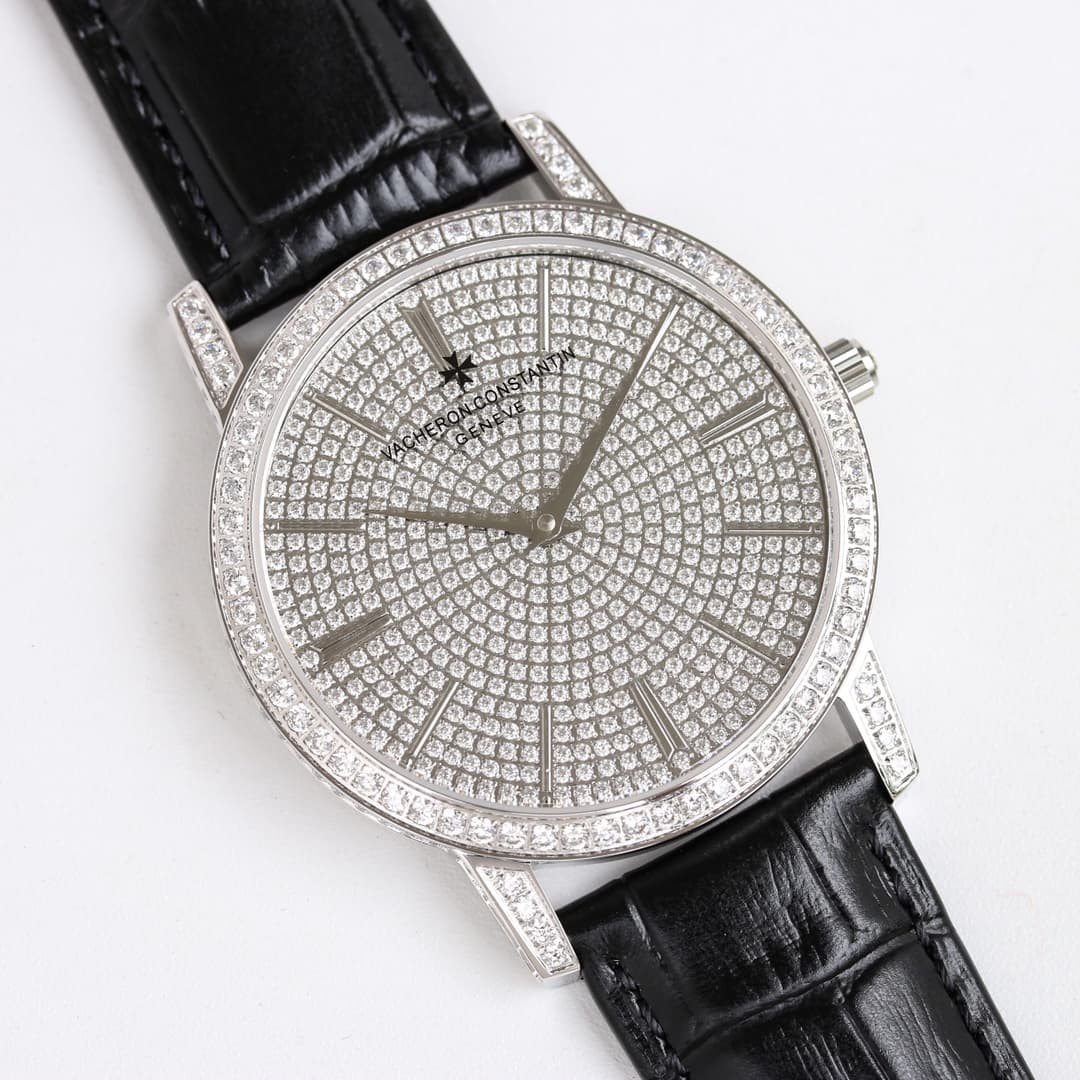 Vacheron Constantin Traditionnelle Watch with Silver  Paved Diamonds TOP