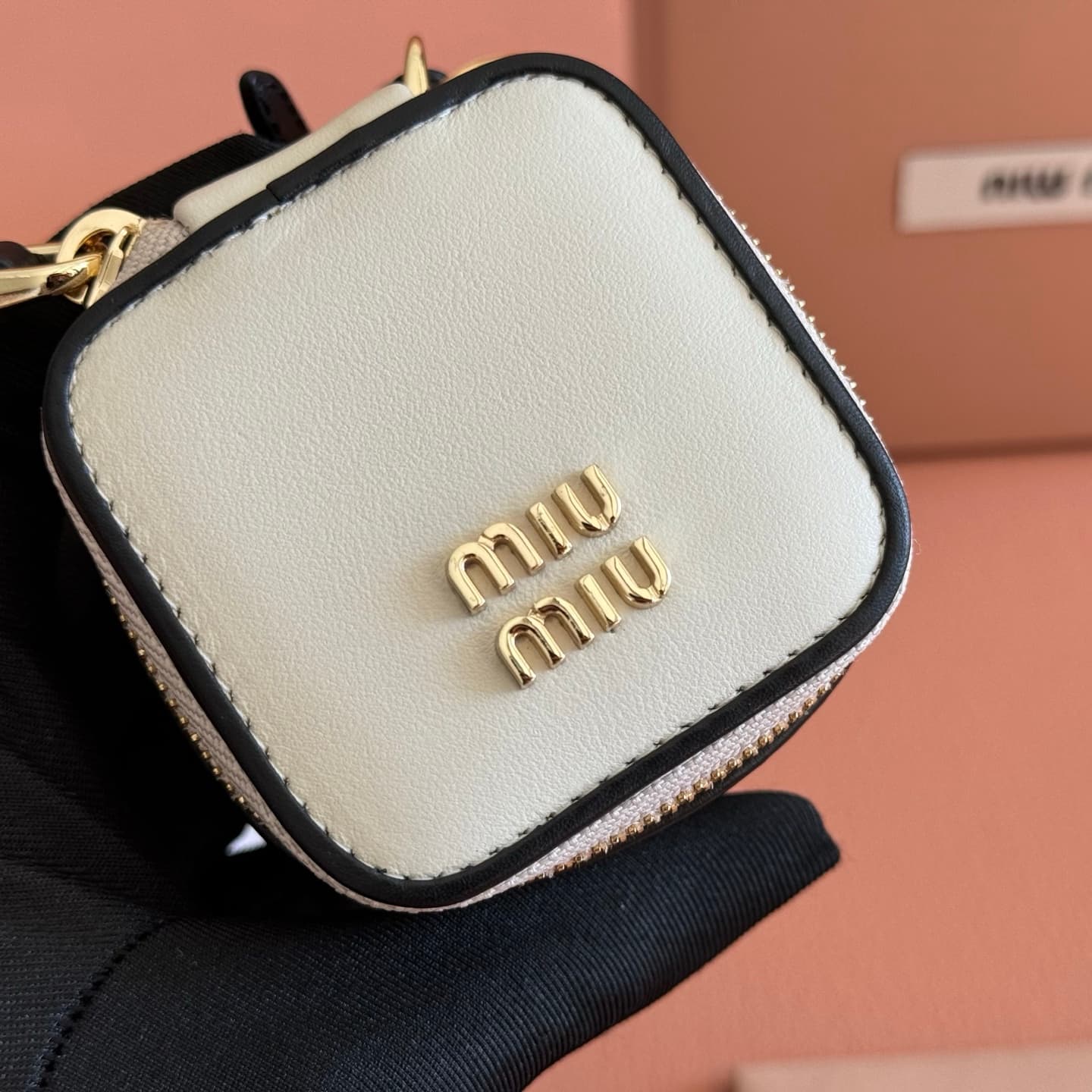 Miu Miu leather keyring pouch 5TL527 White TOP