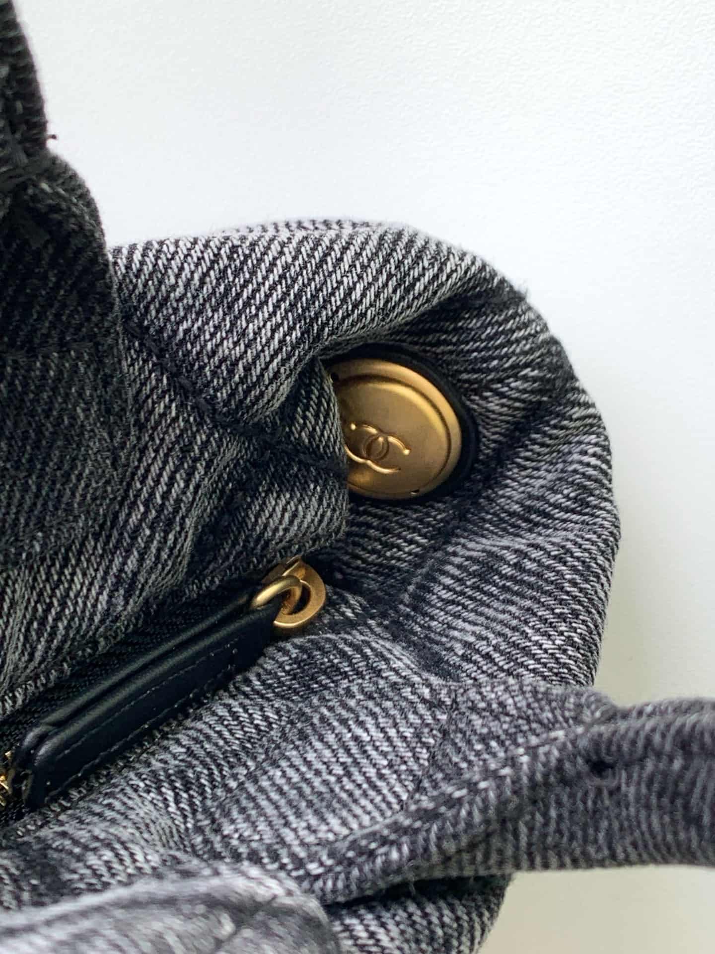 Chanel Mini Bow Bag Denim & Gold-Tone Metal Black AS5849 A