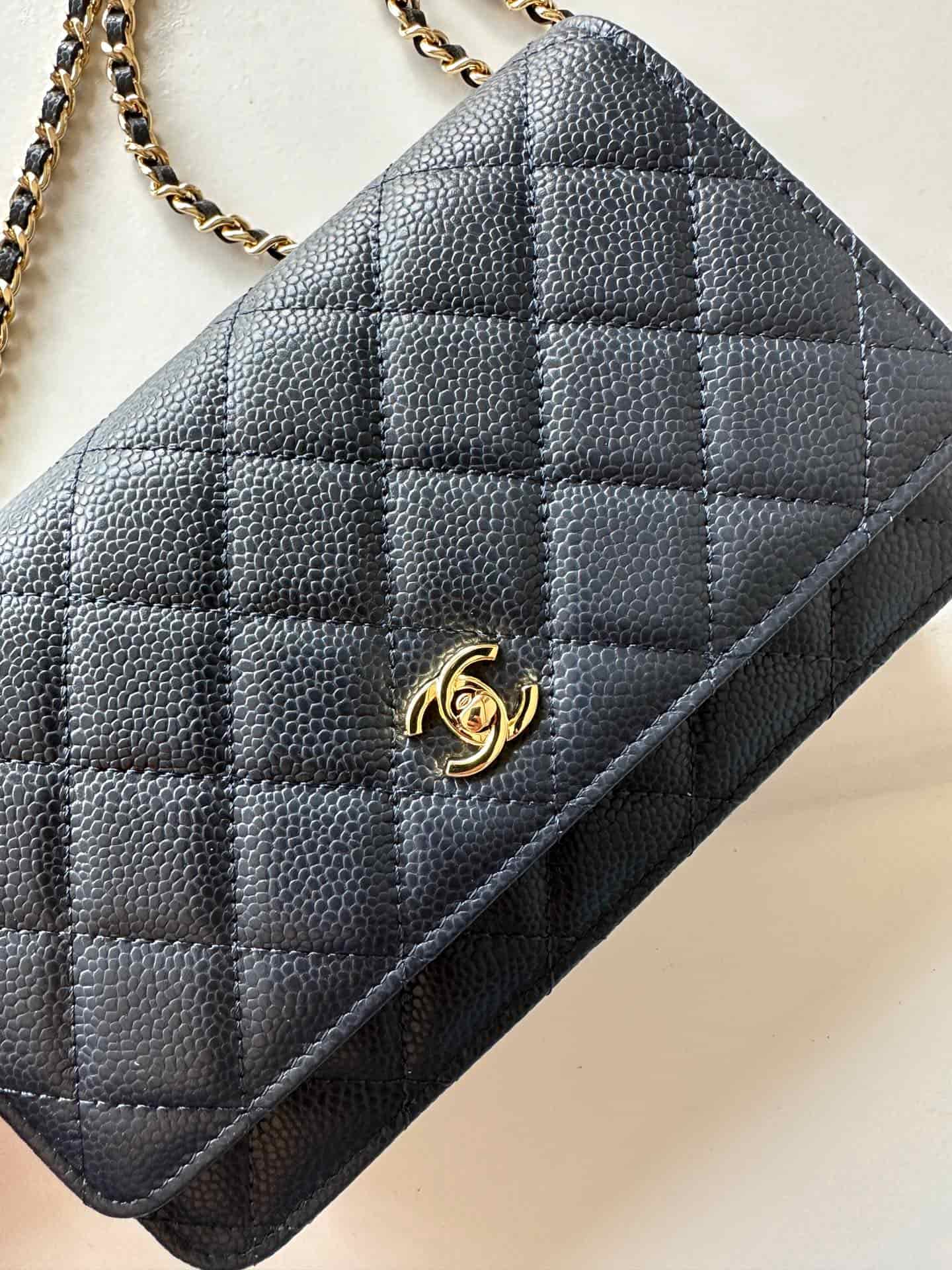 Chanel Classic Wallet on Chain Grained Shiny Calfskin & Gold-Tone Metal AP4241 Black High
