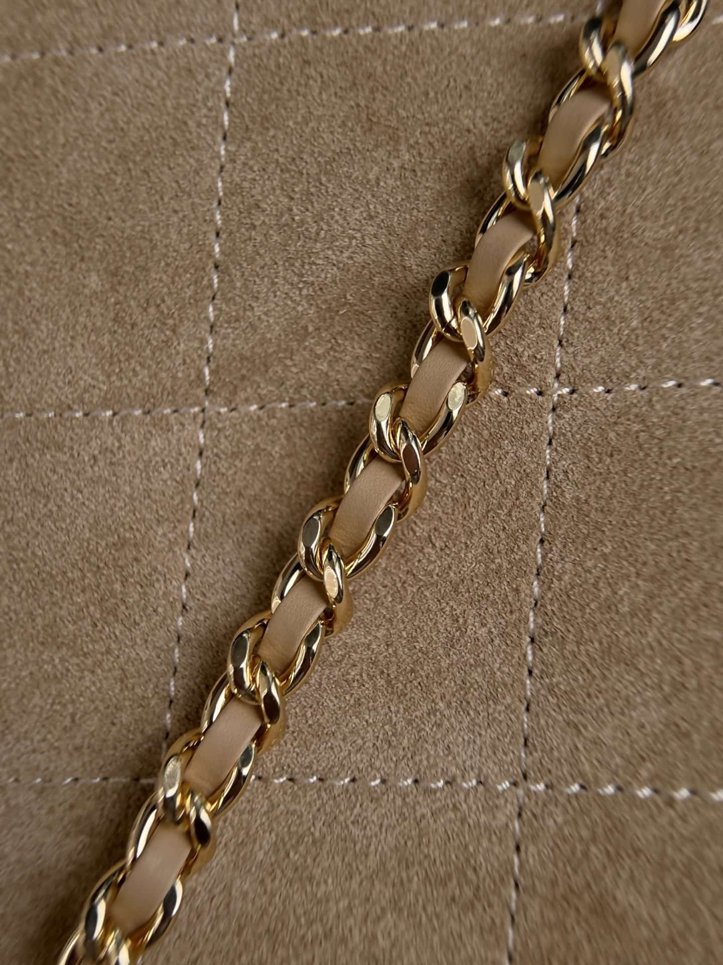 Chanel Flap Bag Suede Calfskin & Gold-Tone Metal Beige AS6449 A