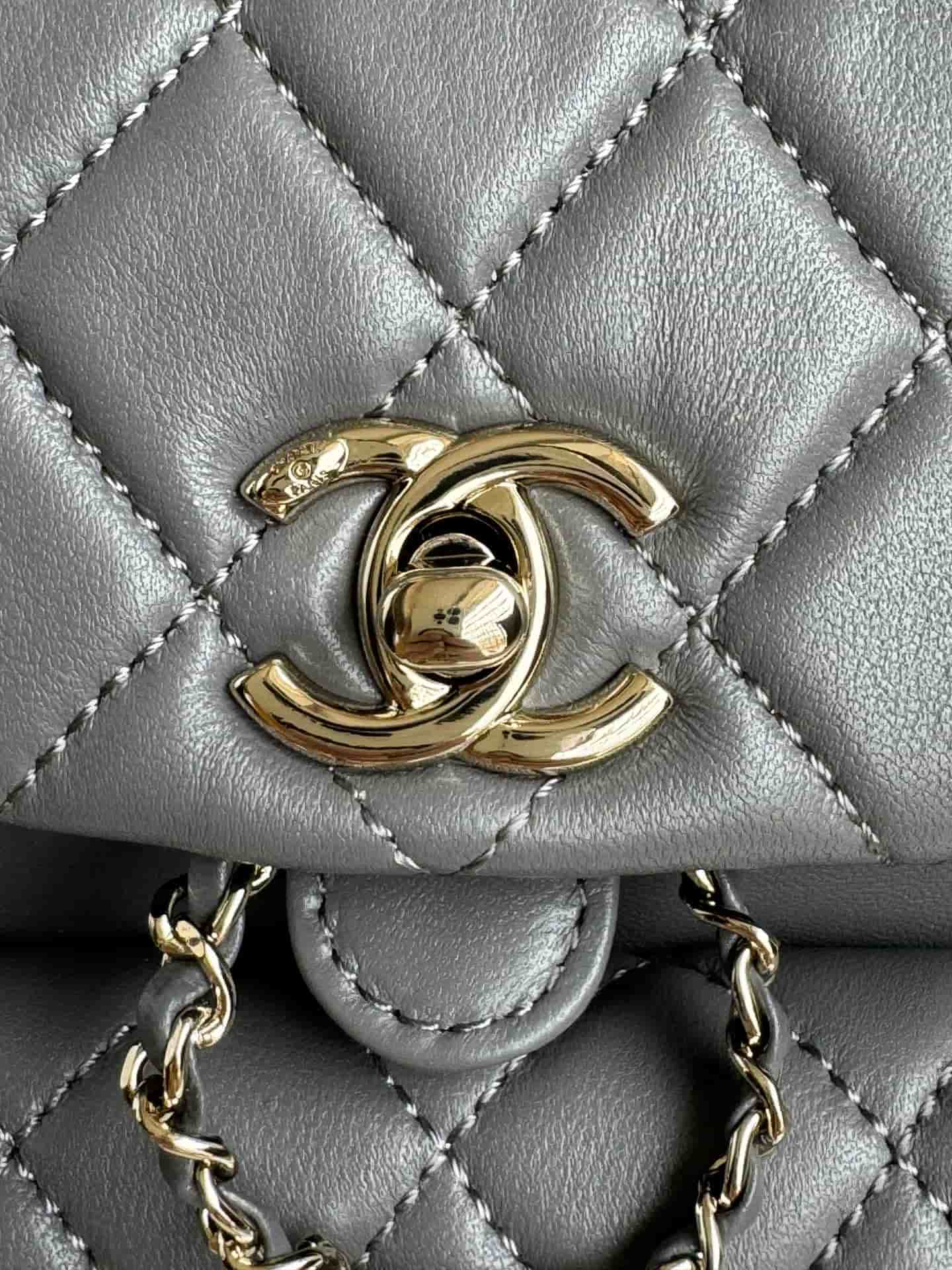 Chanel Small Quilted Duma Backpack Lambskin AS2908 Grey High