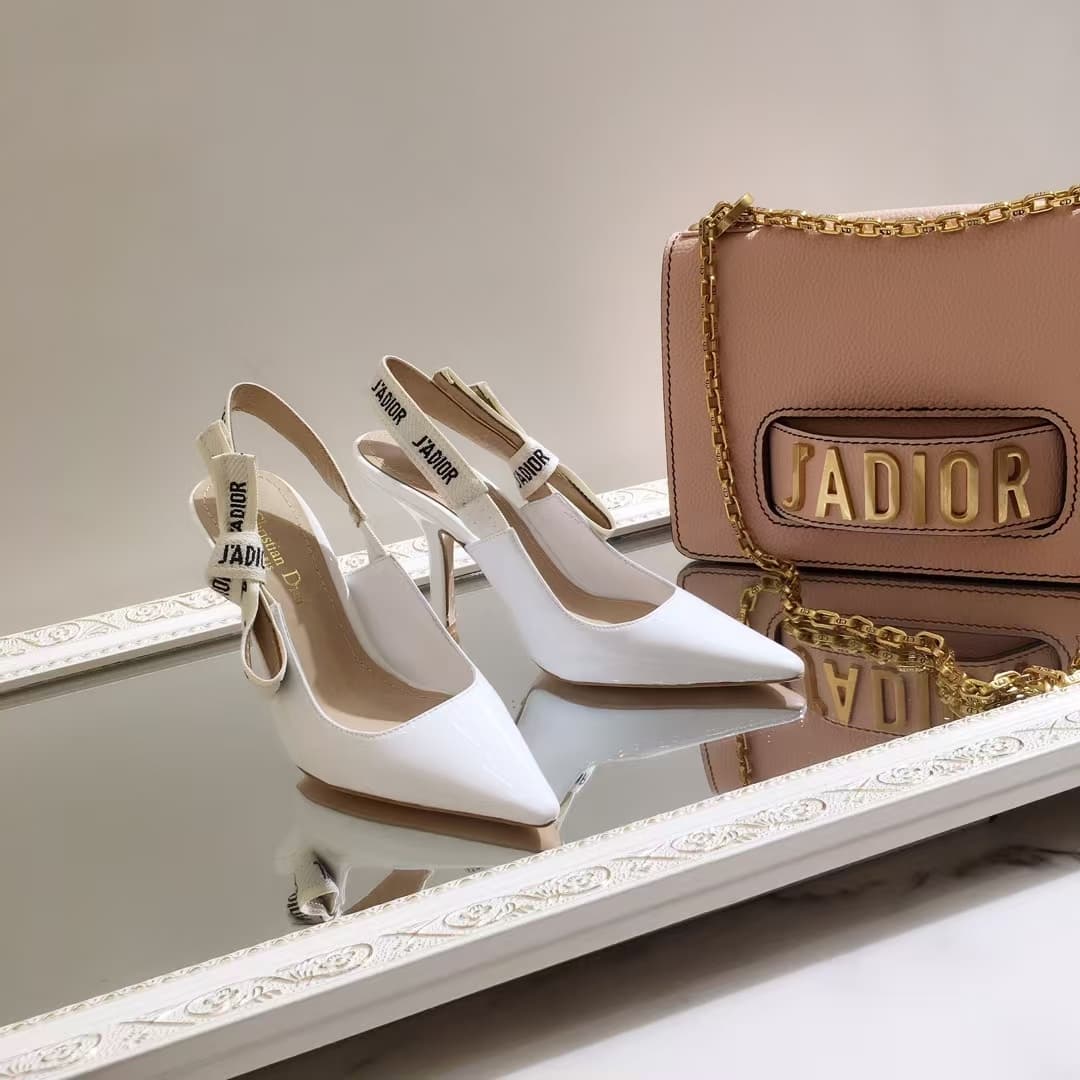 Dior J'ADior Slingback Pumps in White Patent Leather