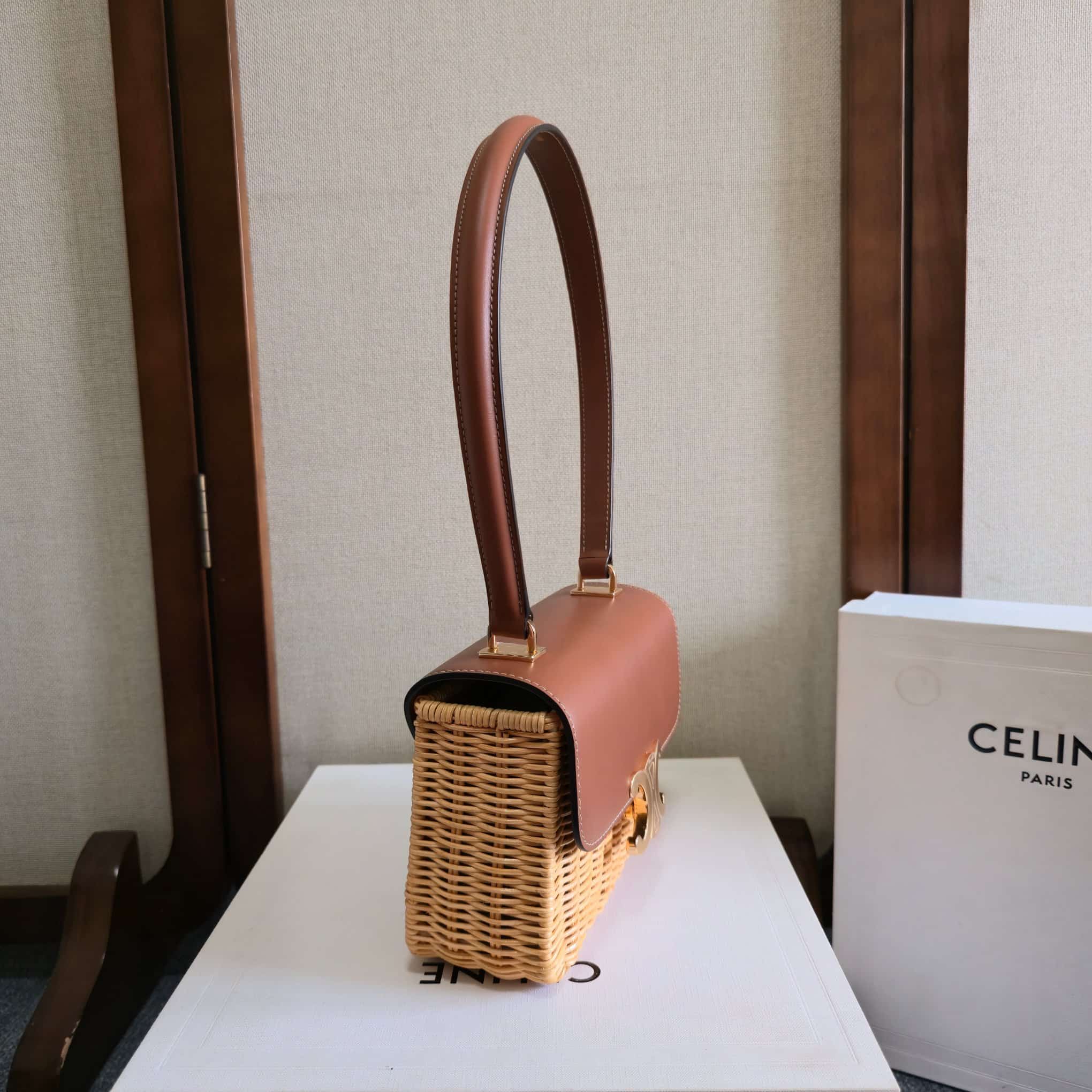 Celine Teen Garance Bag in Wicker and Natural Calfskin High