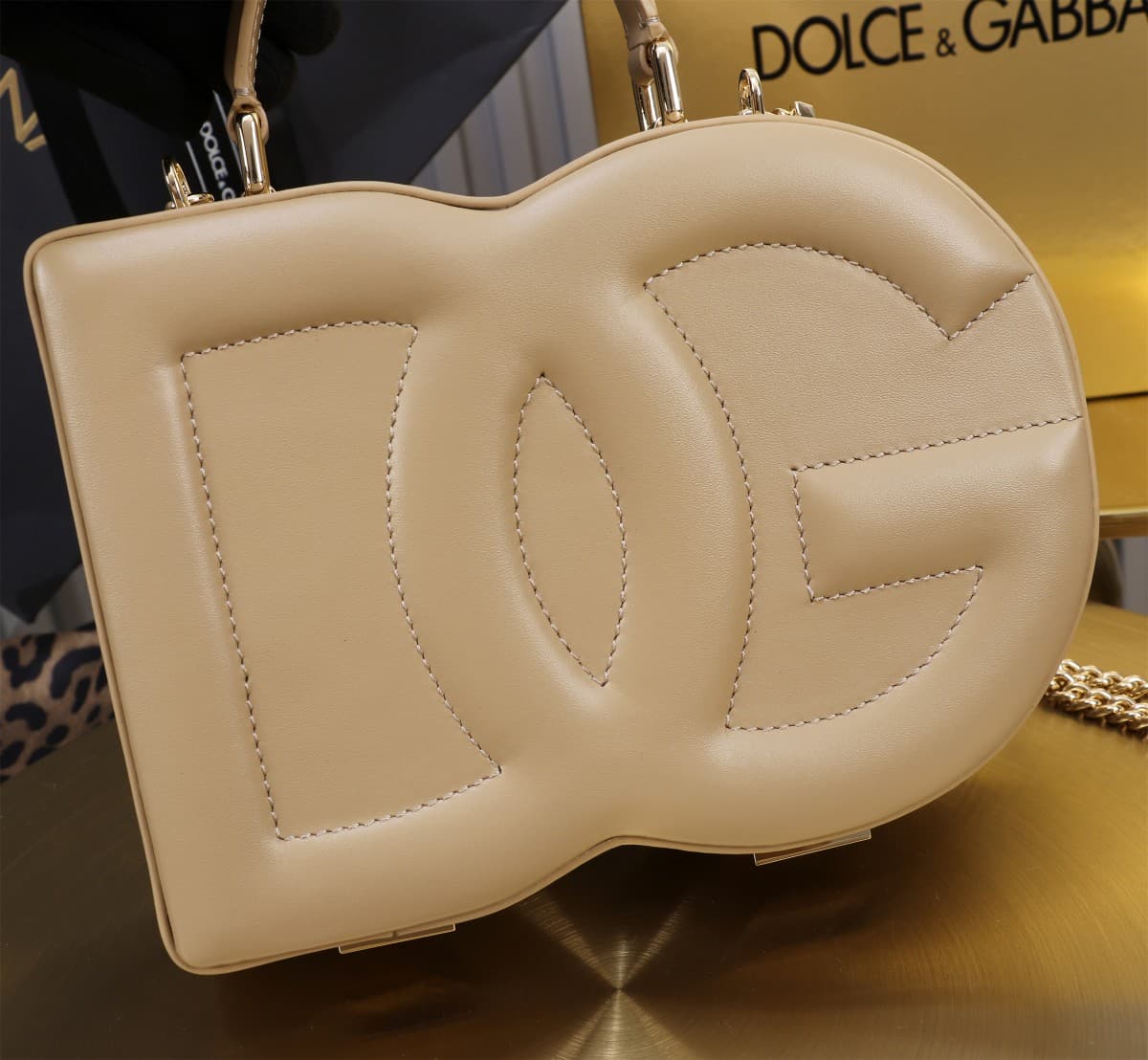 Dolce & Gabbana beige leather DG Logo handbag high