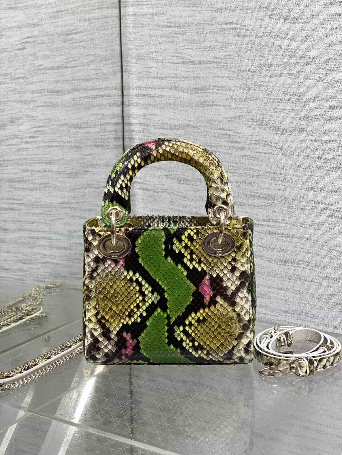 MINI LADY Dior BAG Cannage Python Gold-tone Metal High