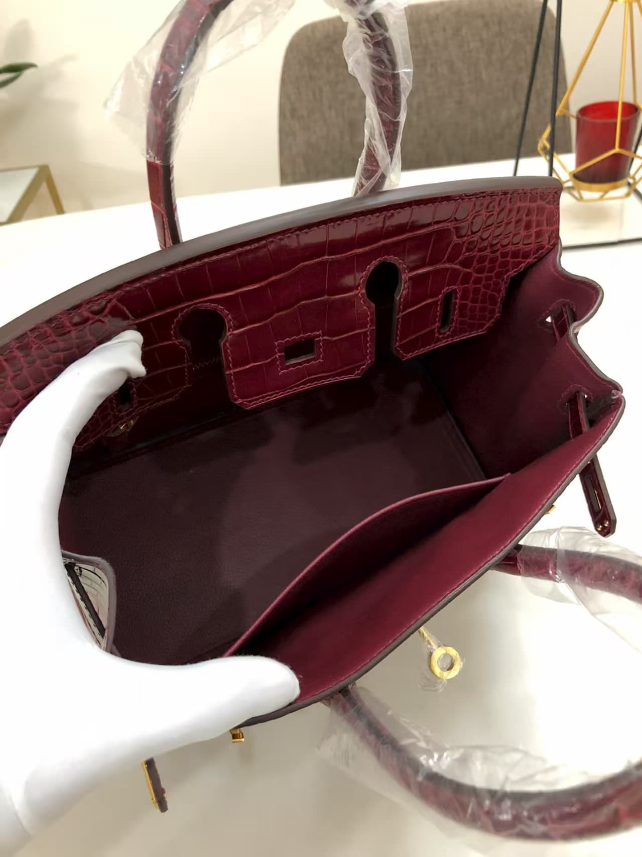 Hermes Birkin 25/30/35cm Bag Crocodile Leather In Burgundy WAX High Customizing Style